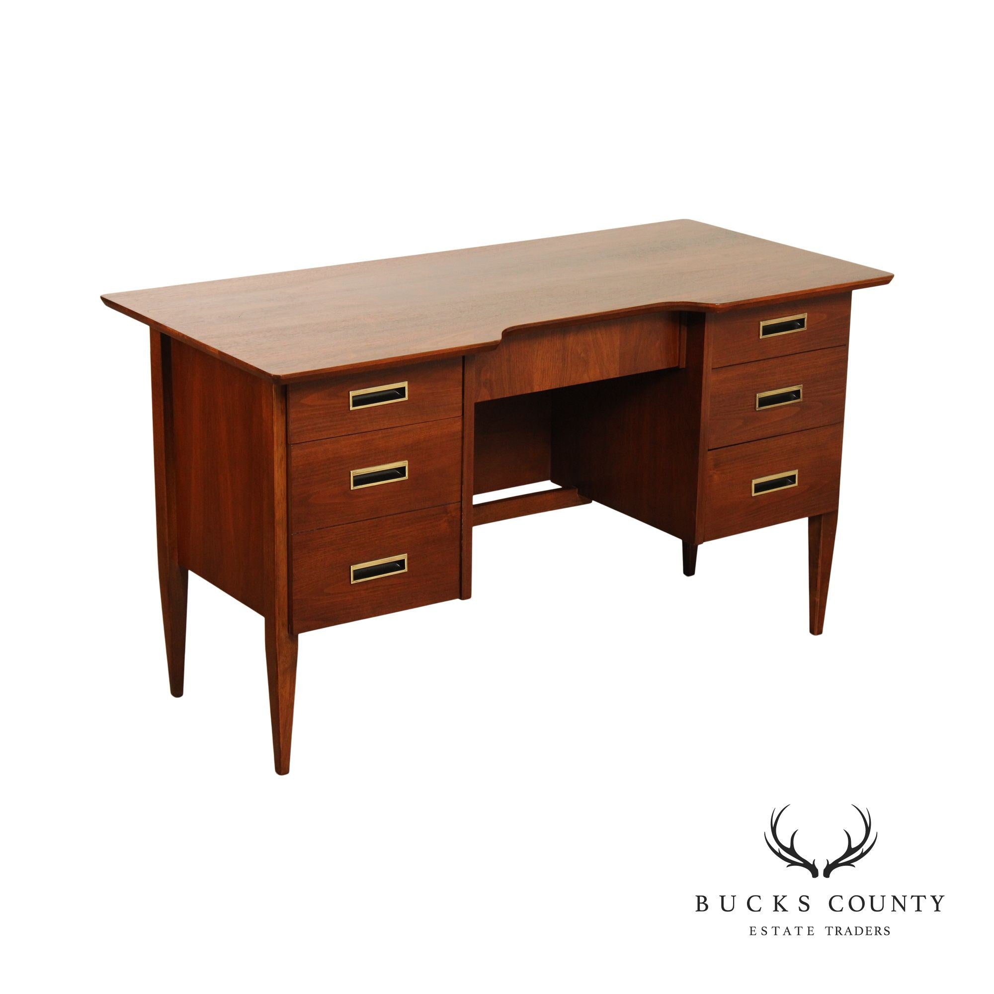 Mid Century Modern Walnut Executive Writing Desk