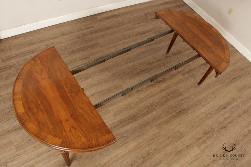 Karges French Louis XVI Style Round Expandable Walnut Dining Table