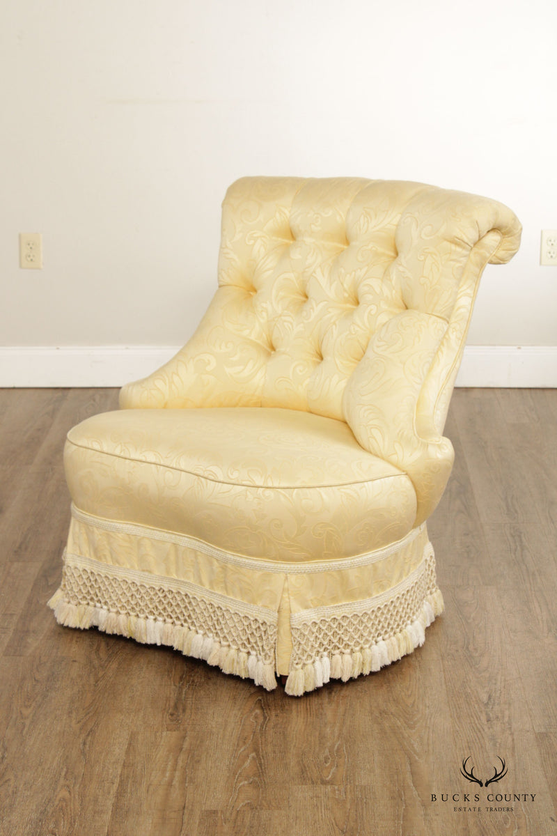 Karges French Traditional Pair of Tufted Slipper Chairs