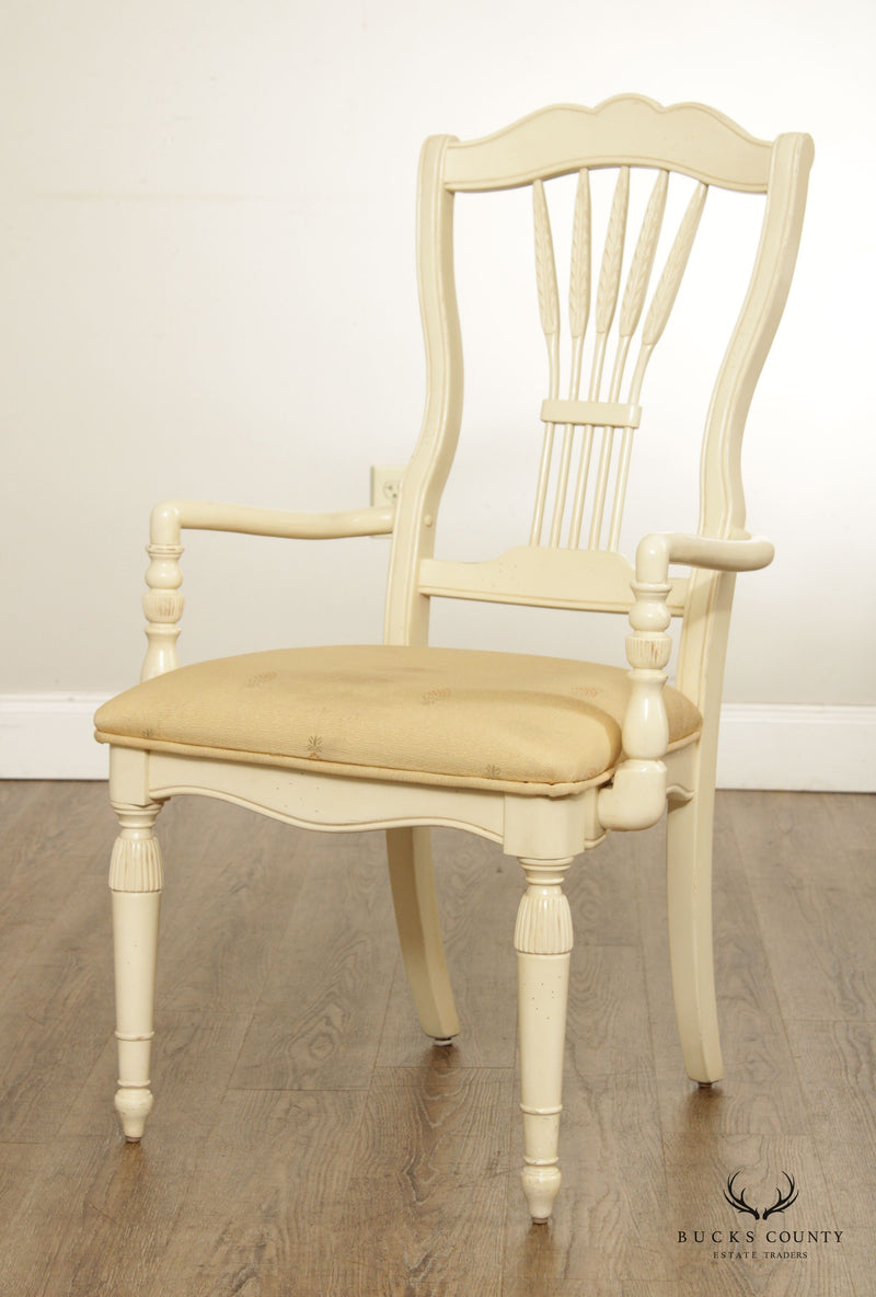 French Country Style Set 6 Painted Wheat Back Dining Chairs