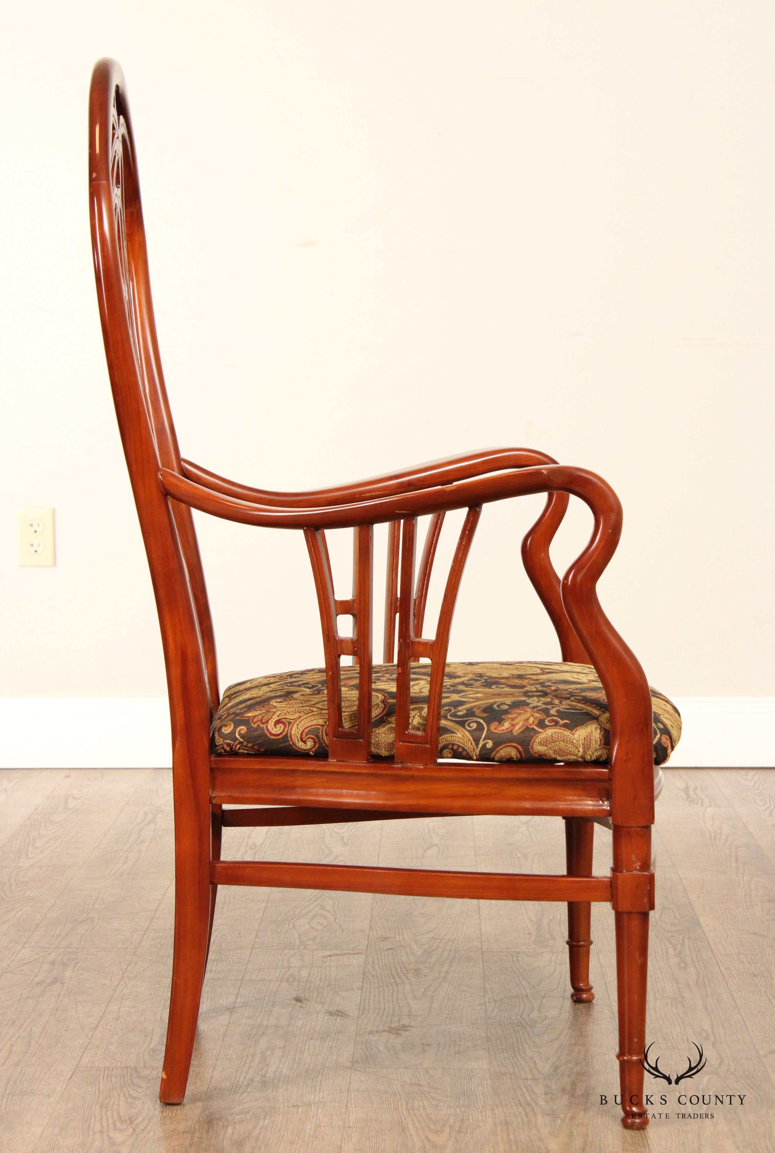 Vintage Pair of Carved High Balloon-Back Dining Armchairs