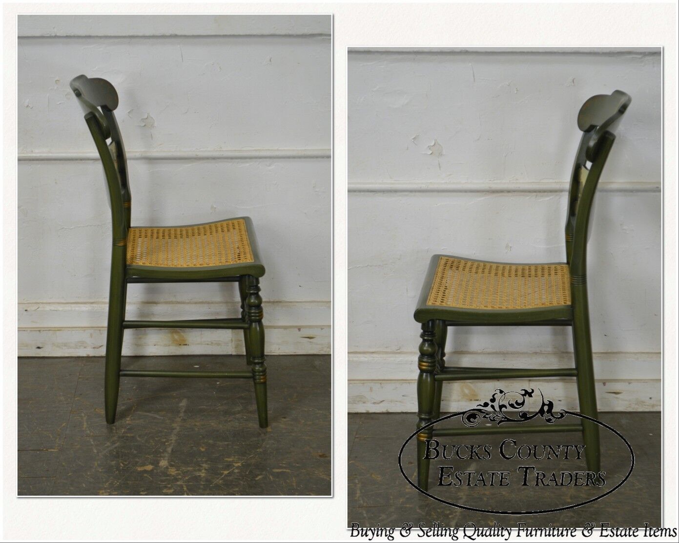 Hitchcock Green Painted George Washington Mount Vernon Cane Seat Side Chair