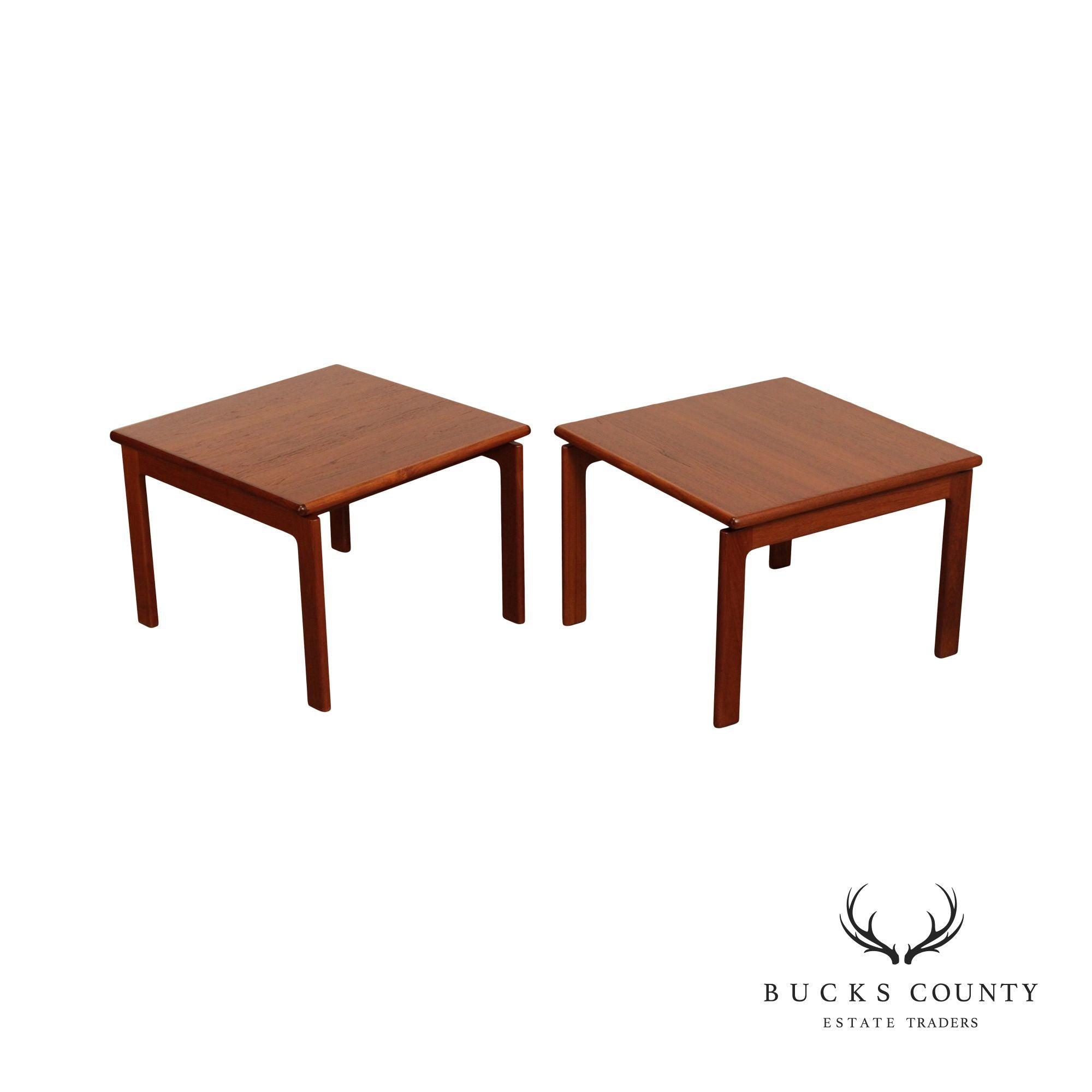 Komfort Danish Modern Pair Teak Square End Tables