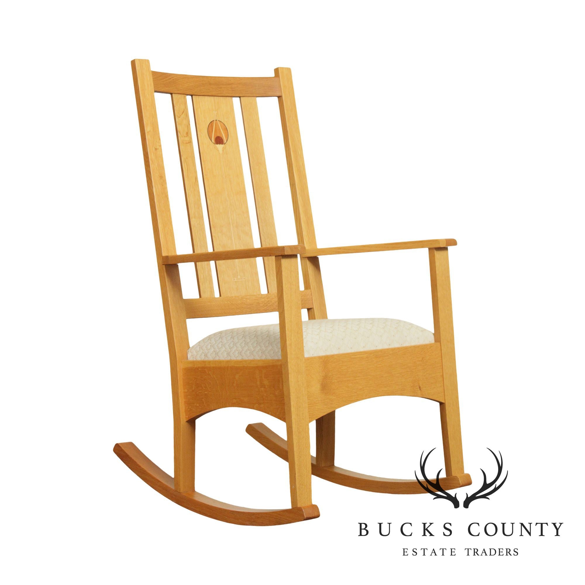 Mission Style Light Oak Inlaid Rocker