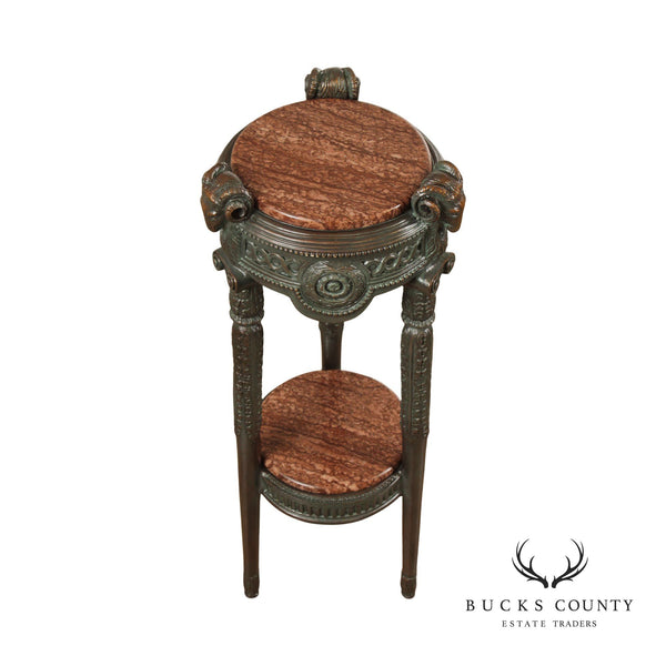 Neoclassical Style Rams Head Two-Tier Plant Stand