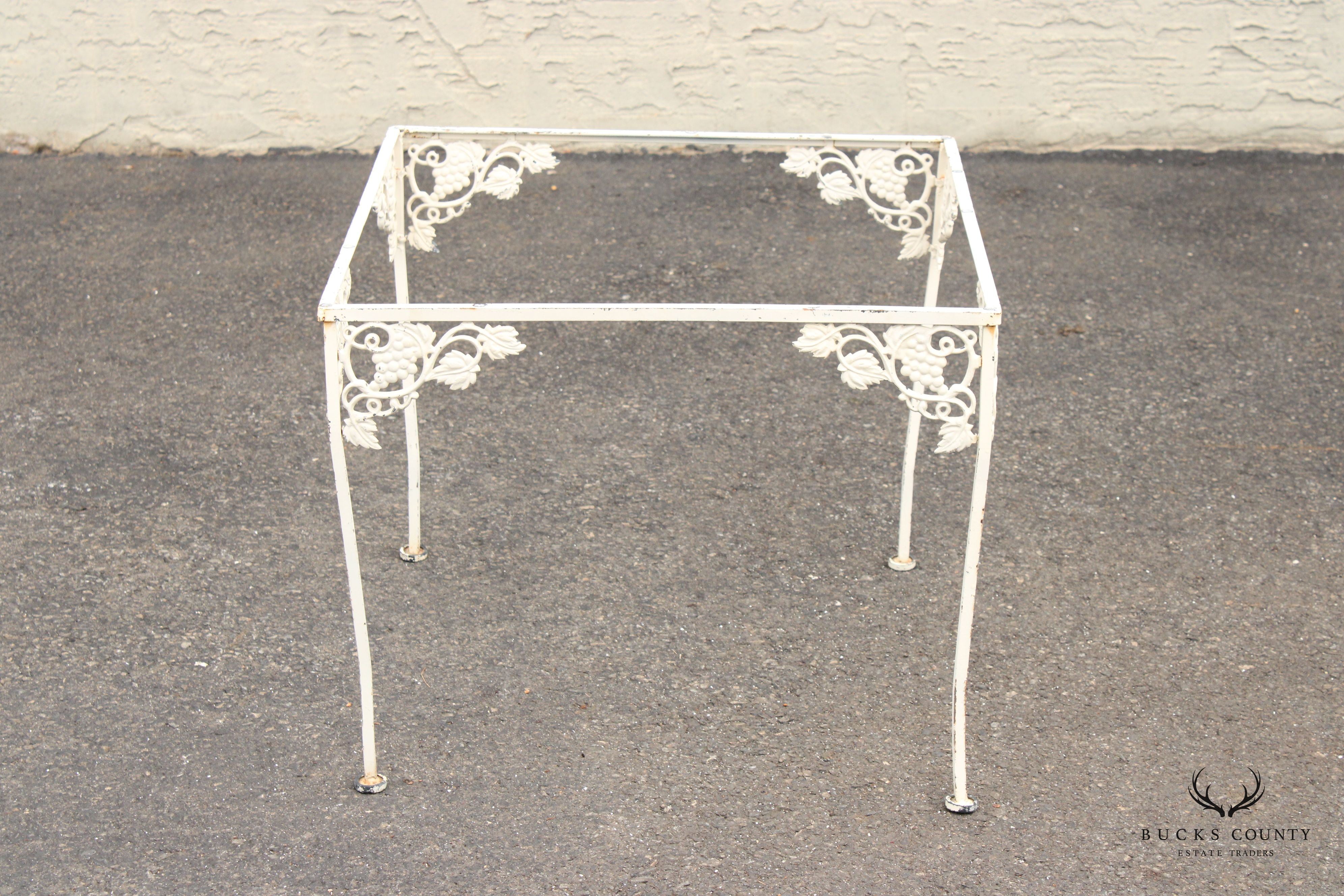 Vintage Wrought Iron Grape Pattern Garden Patio Side Table