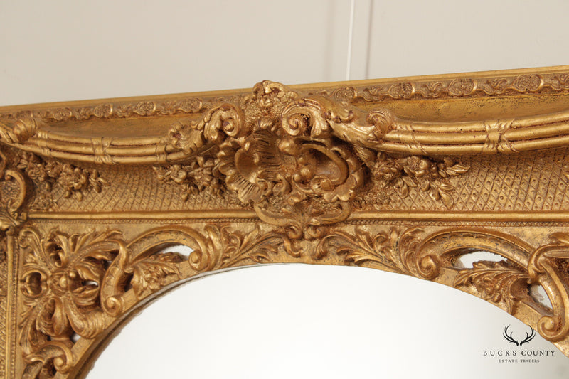 French Rococo Ornate Gilt Frame Oval Wall Mirror