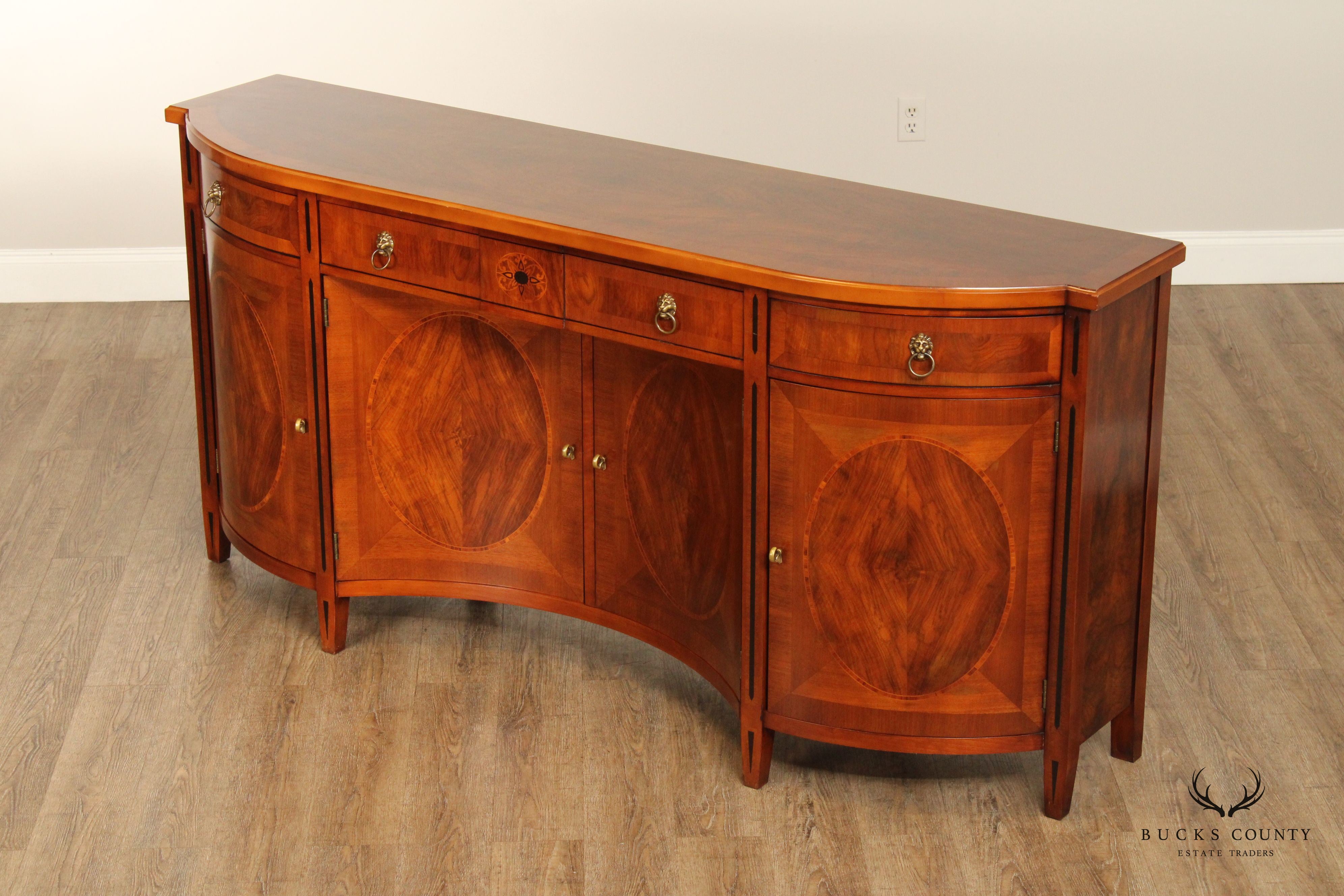 John Widdicomb Neoclassical Style Burled Walnut Credenza