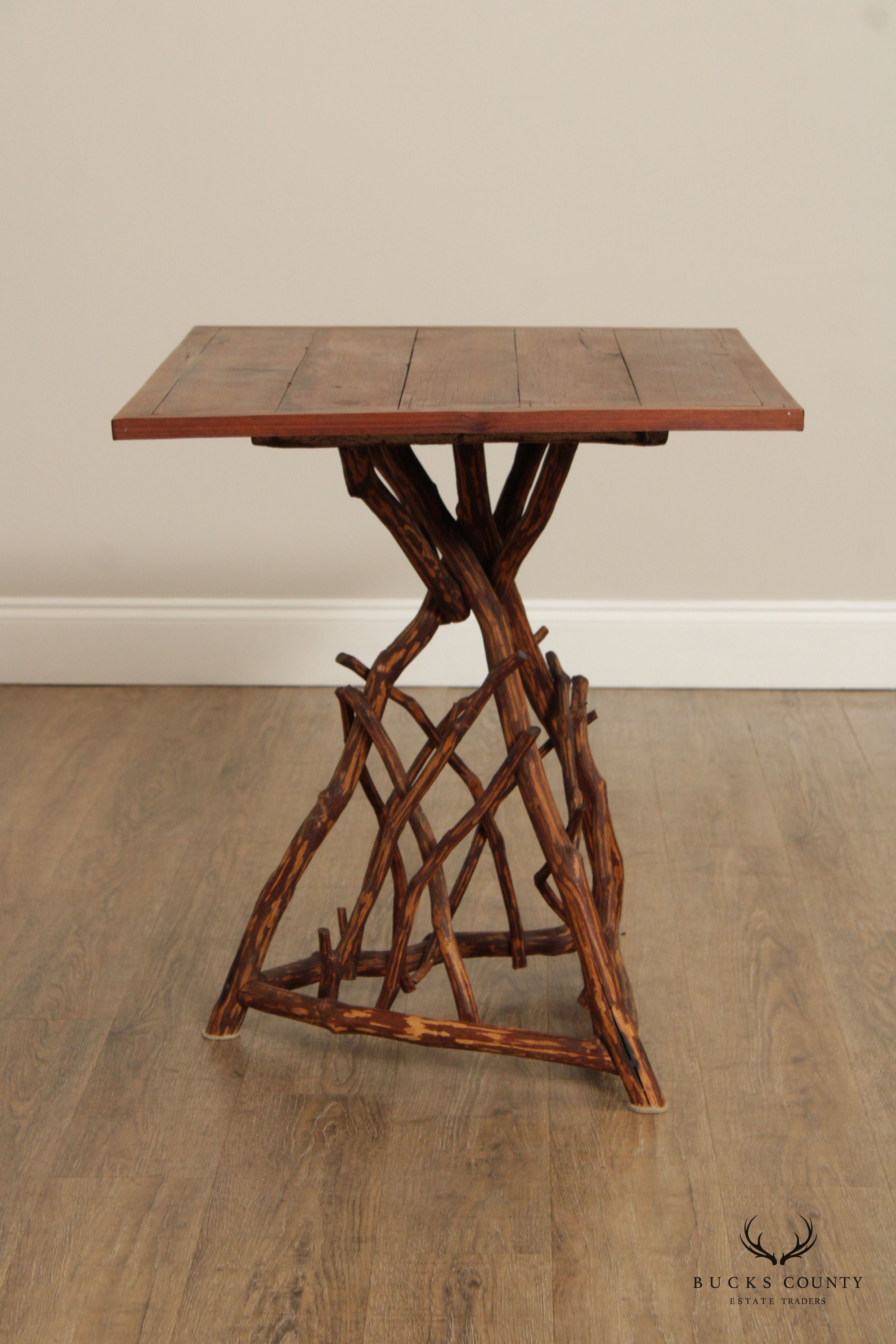 Vintage Adirondack Style Twig Side Table