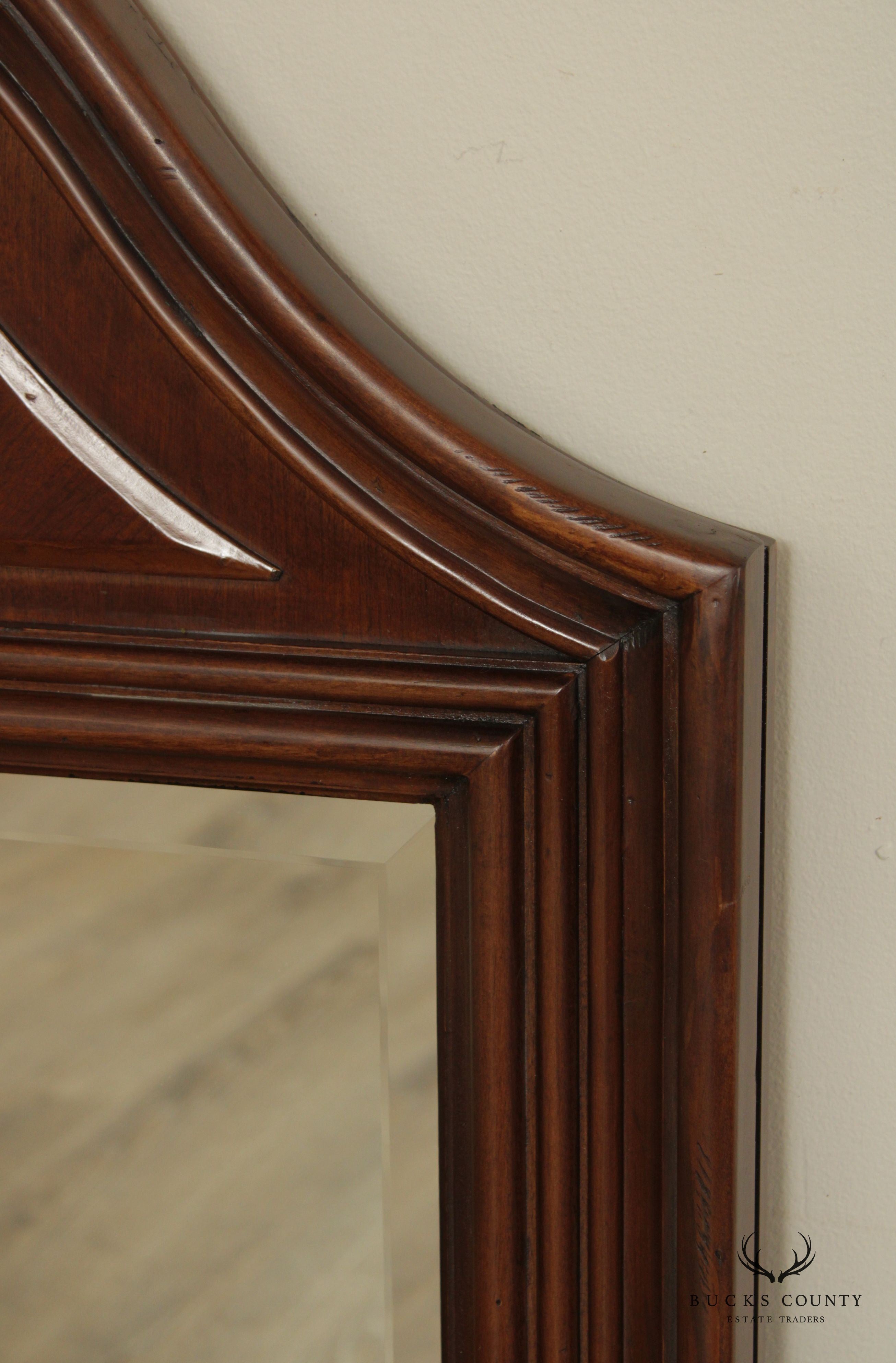 Carved Cherry Pediment Beveled Wall Mirror