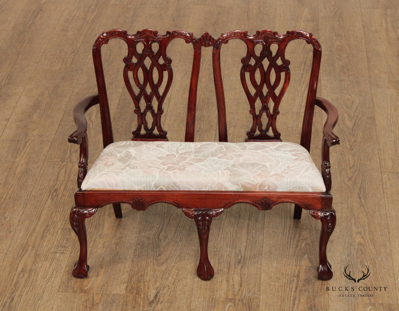 Chippendale Style Mahogany Carved Children's or Doll Settee