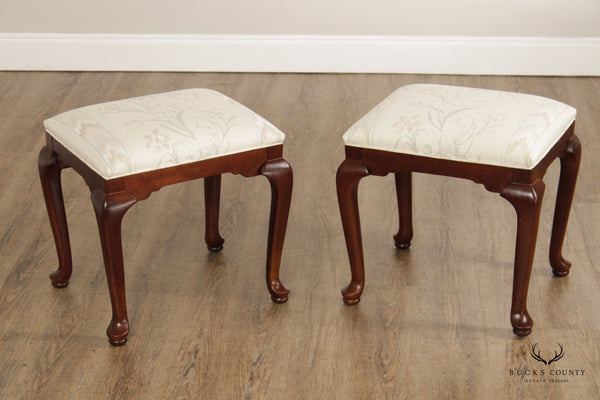 Queen Anne Style Pair of Cherry Stools or Benches