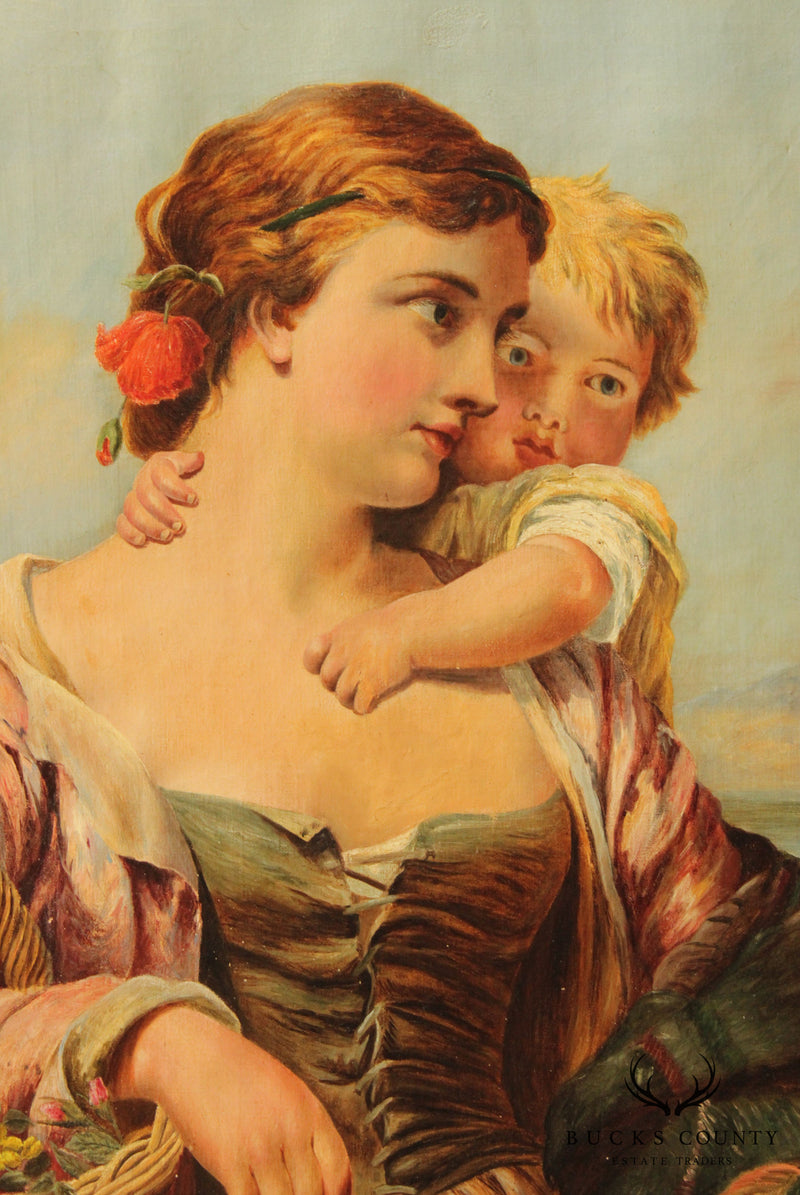 John James Hill Portrait of Mother and Child Original Painting