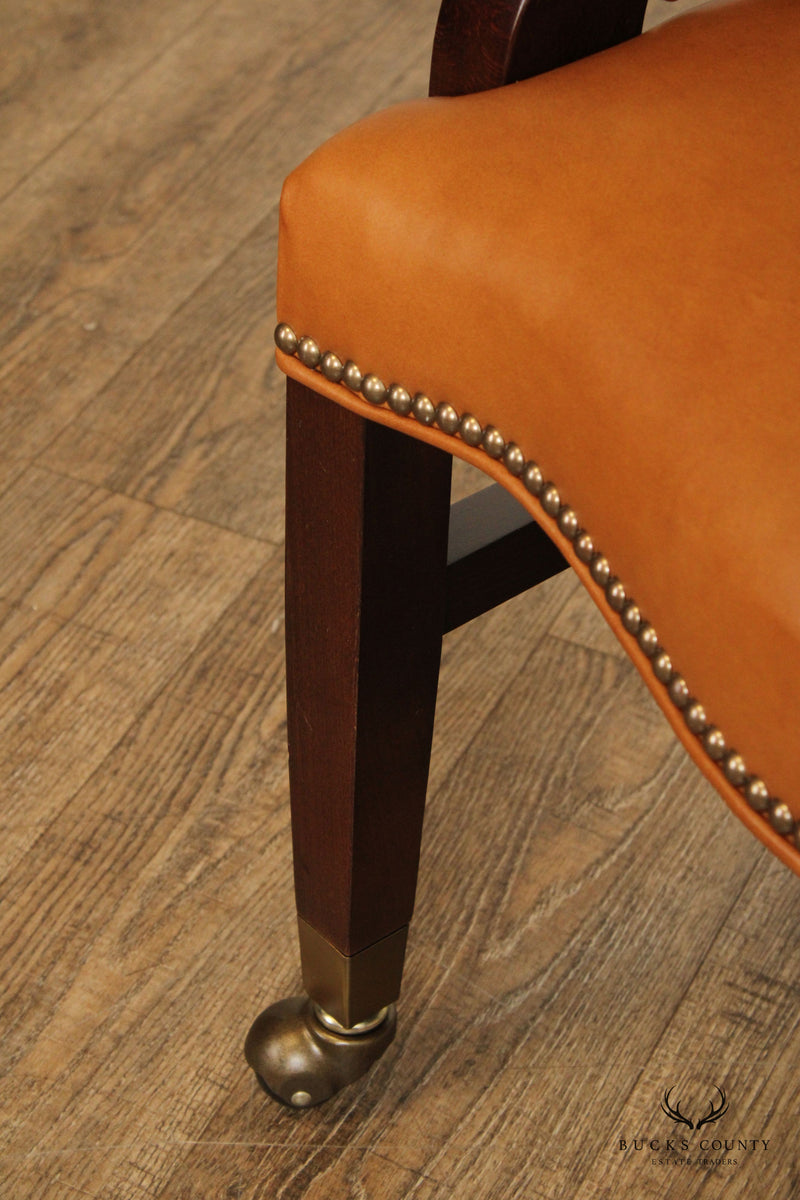 St. Timothy Leather Barrel Chair On Casters