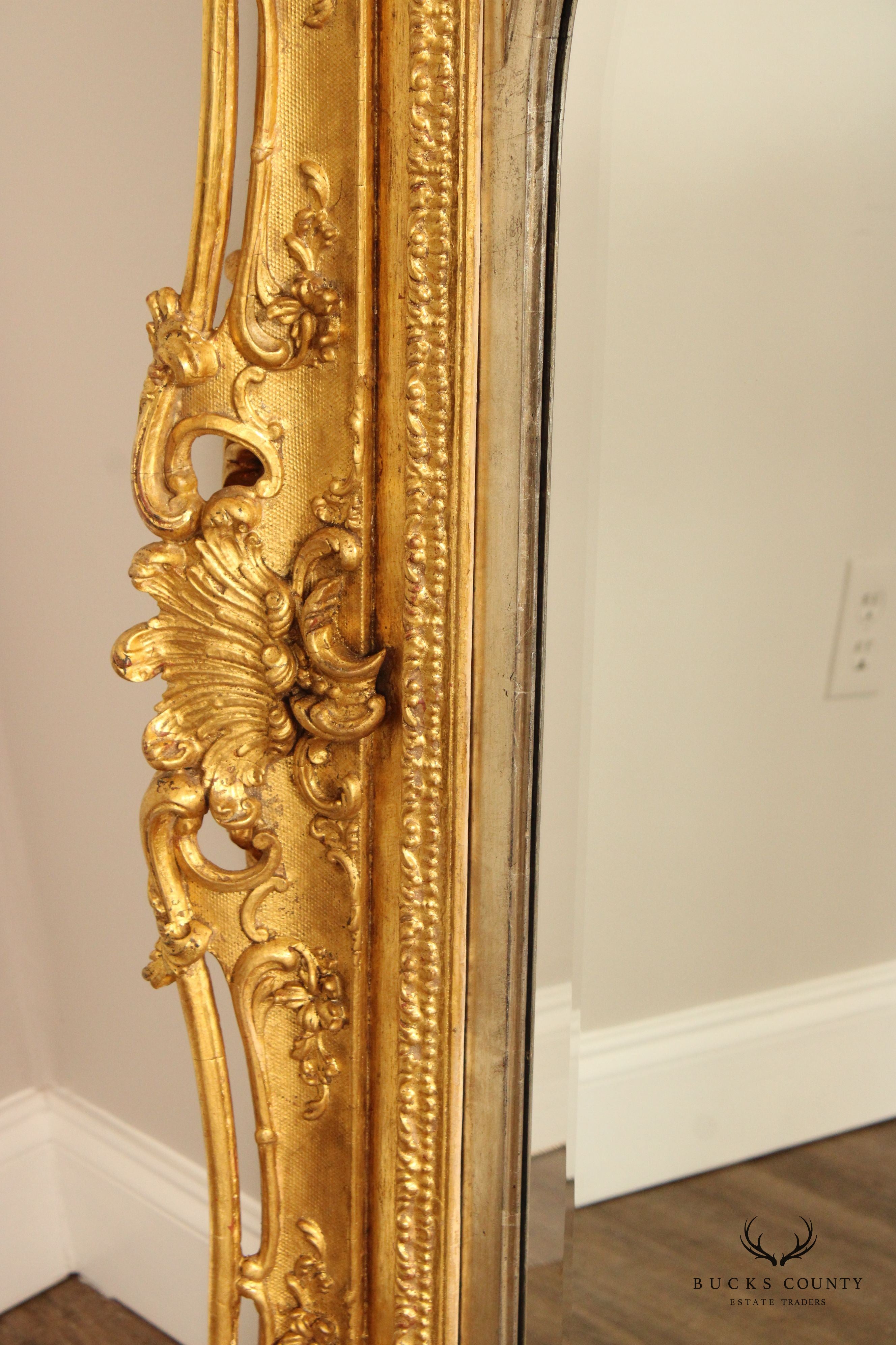 Antique French Baroque Style Giltwood Wall Mirror