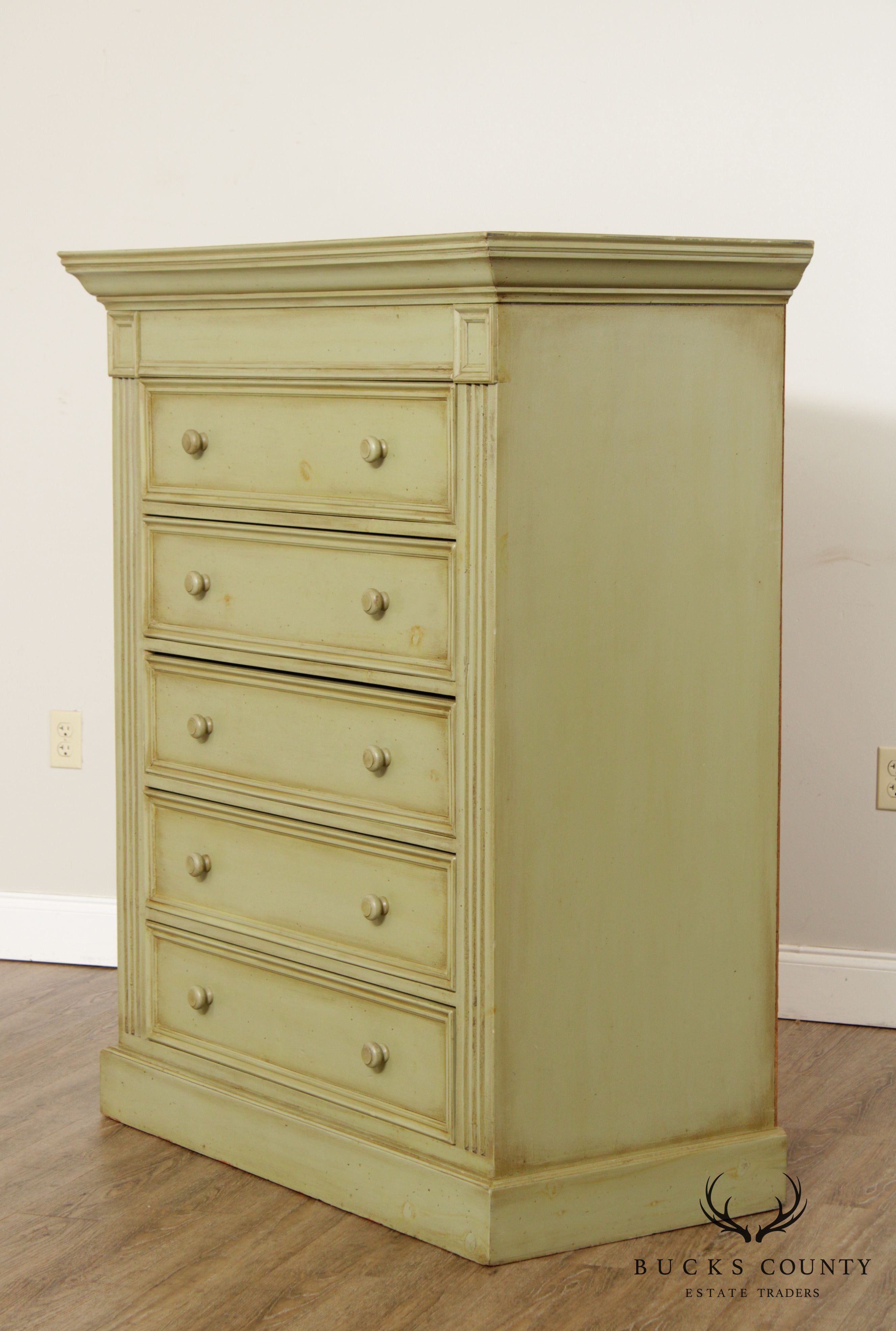 Green Pine 5 Drawer Tall Chest