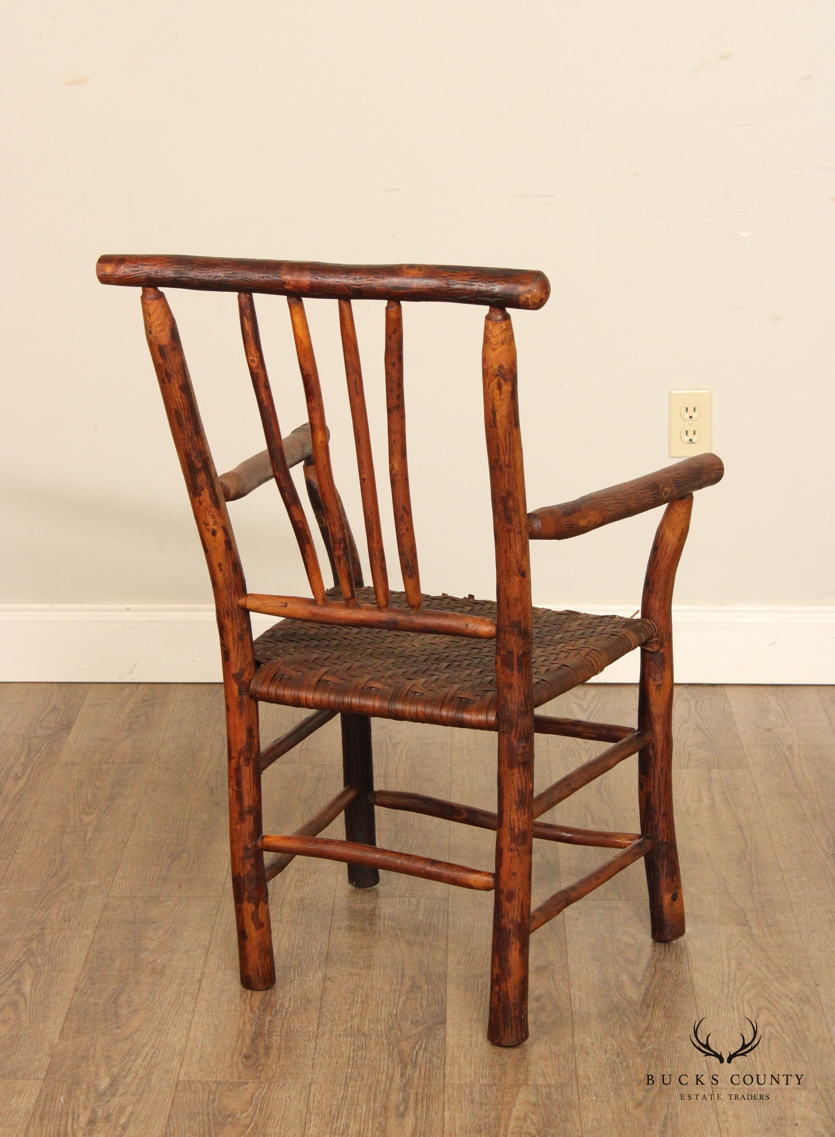 Antique Rustic Hickory Furniture Co  Adirondack Style Armchair