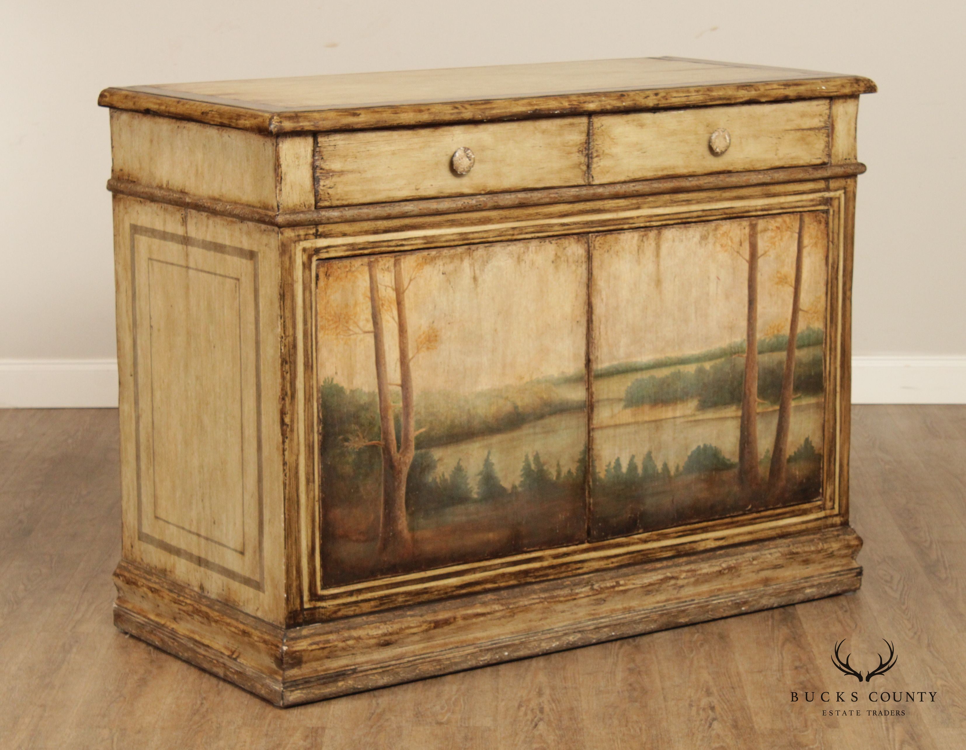 William Switzer 'Piedmonte' Landscape Painted Sideboard Cabinet