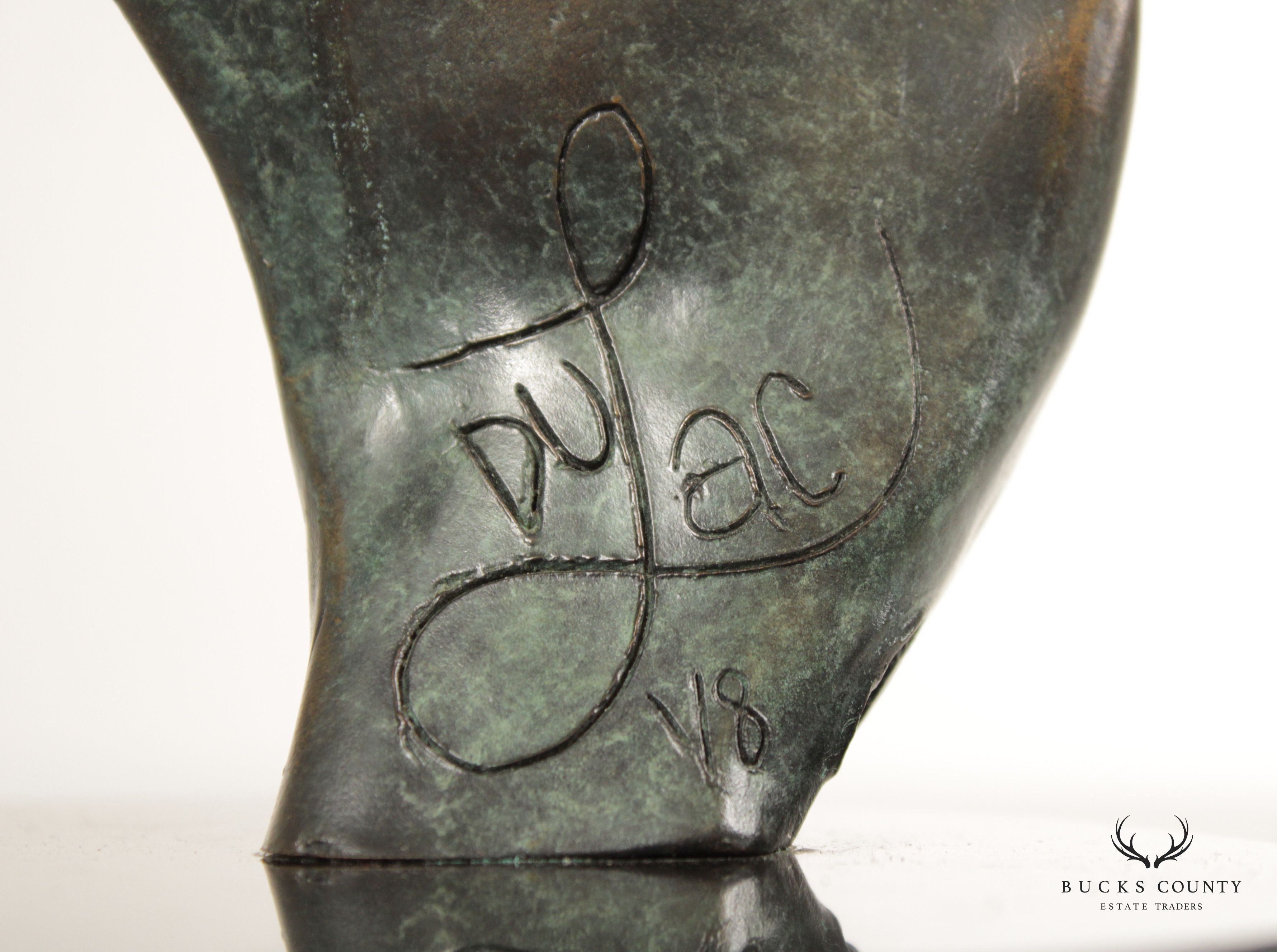 BRONZE CONTEMPORARY SCULPTURE OF MOTHER, SIGNED