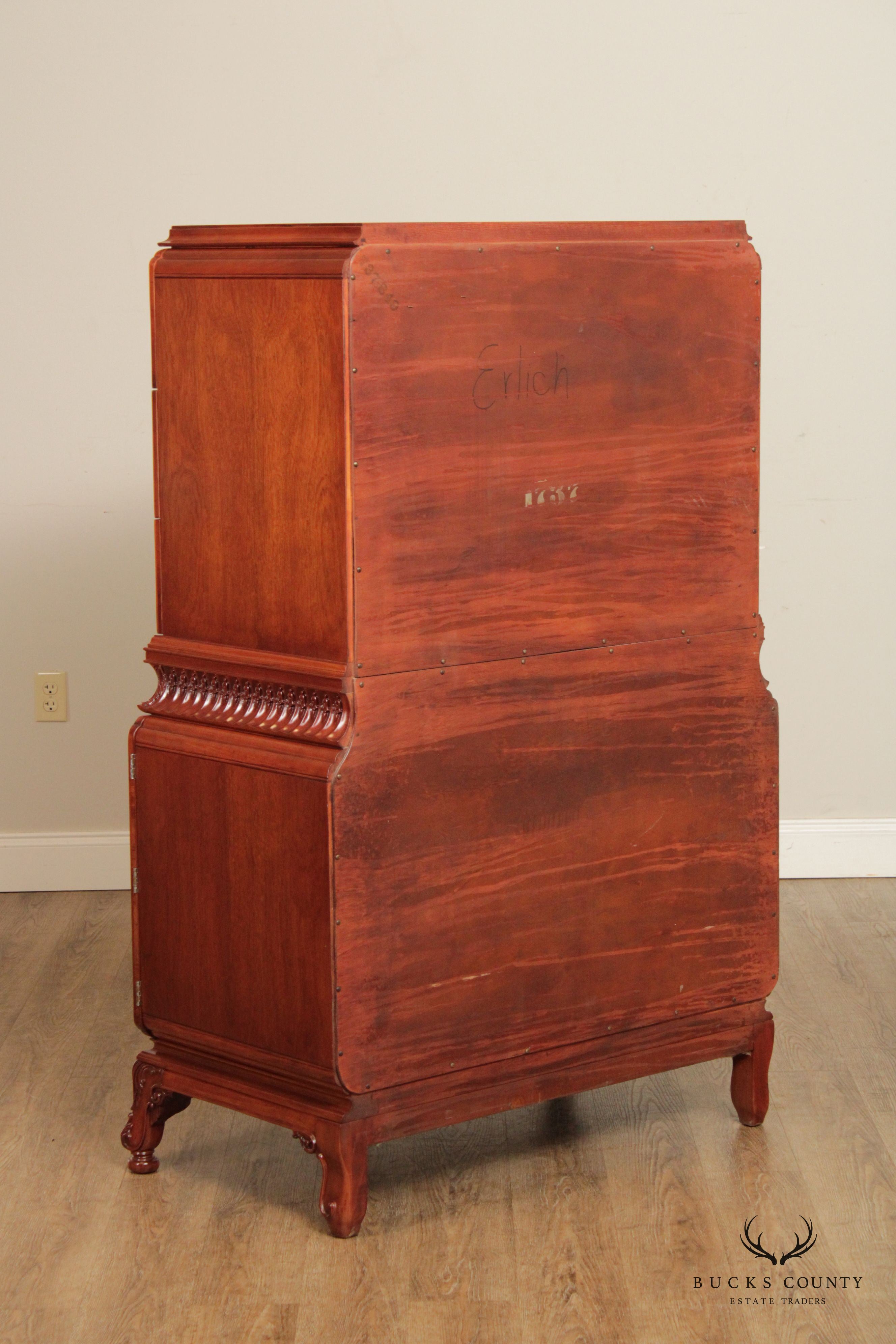 Vintage Chinese Chippendale Style Mahogany Highboy