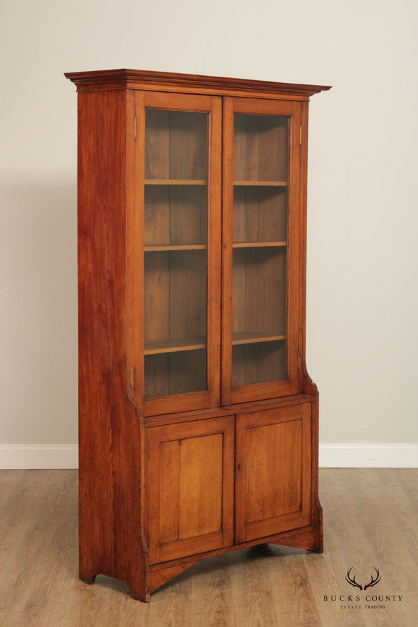 Antique Victorian Oak Two Door Bookcase