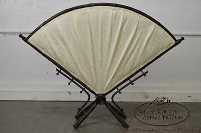 Antique Associated Artist Aesthetic Faux Bamboo Fire Screen