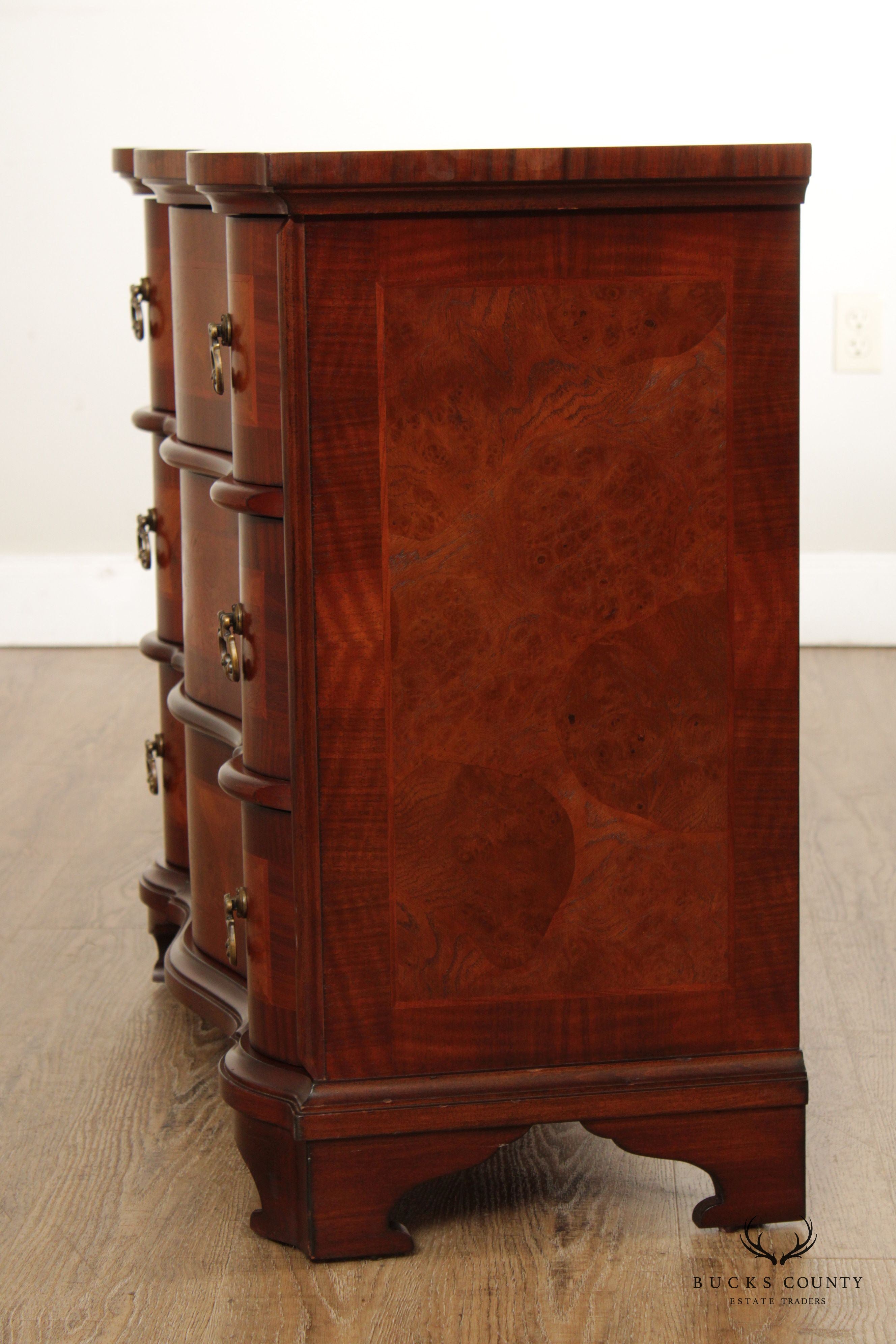 Italian Baroque Style Burl Wood Serpentine Chest of Drawers