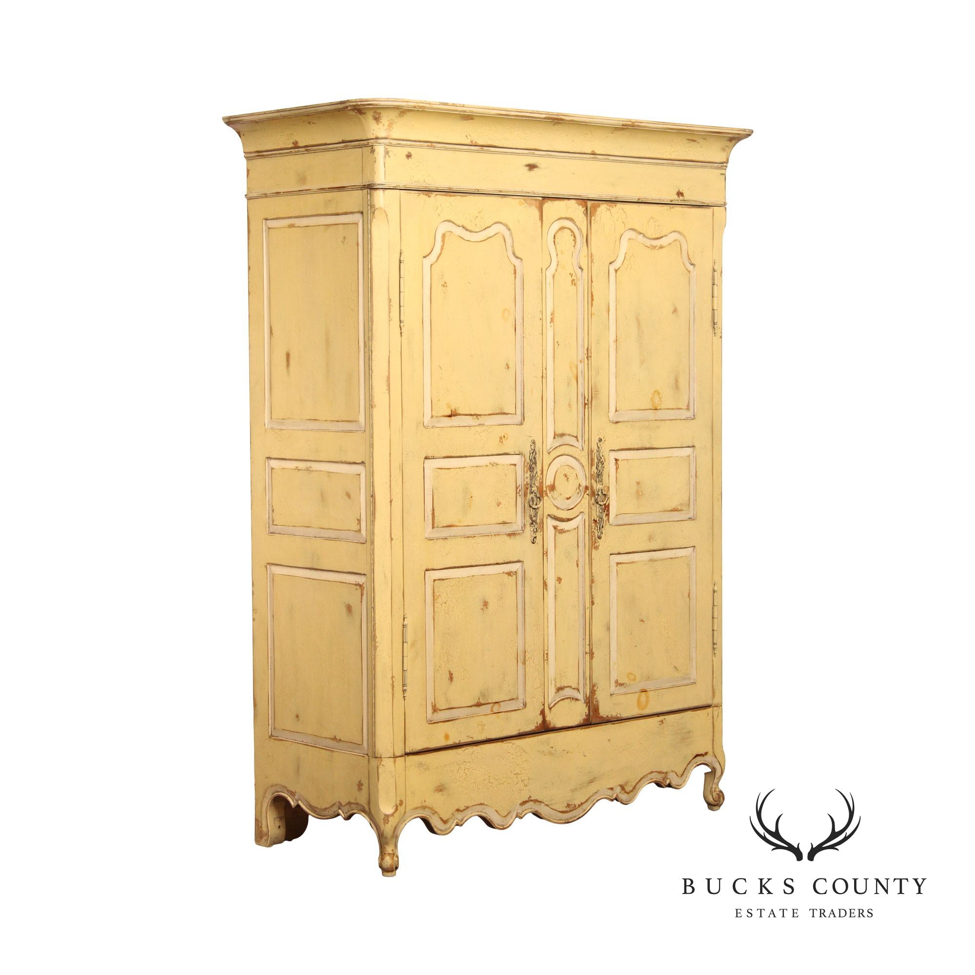 Habersham French Provincial Style Distress Painted Armoire