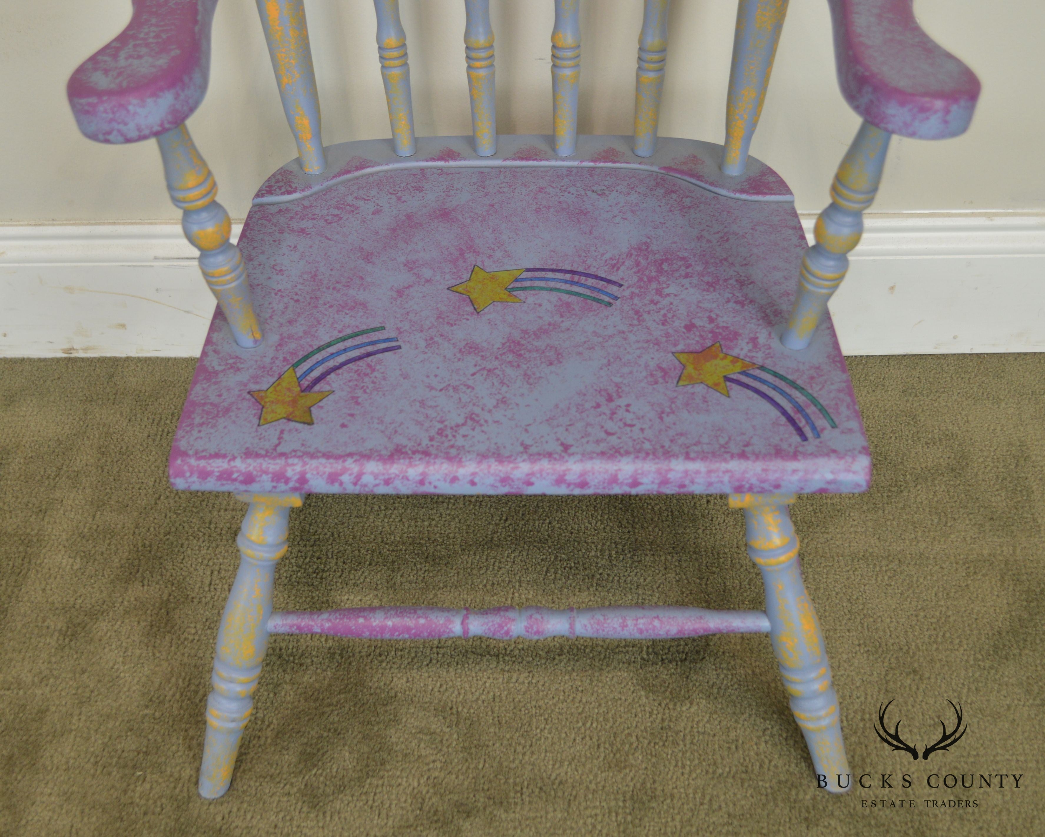 Custom Quality Hand Painted Childs Armchair with Sun & Stars