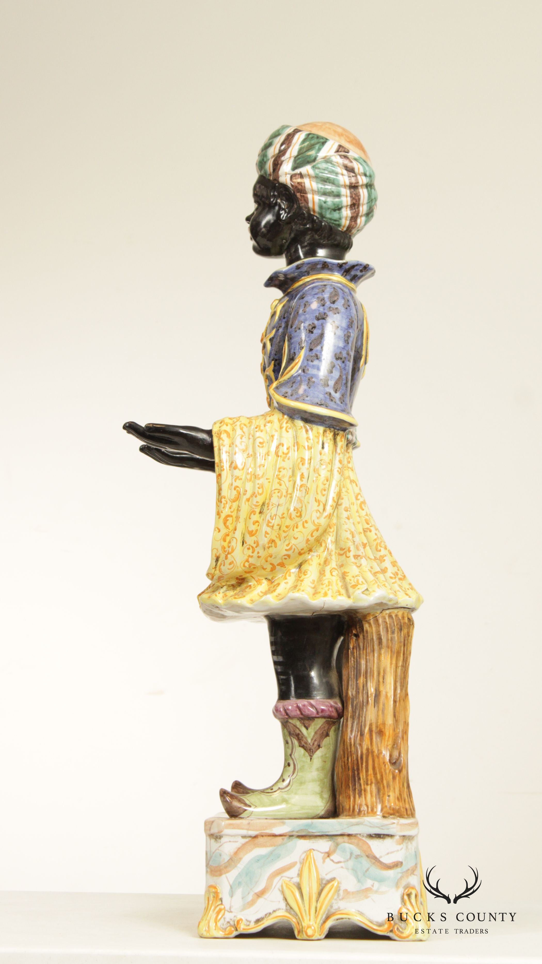 Vintage Italian Majolica Blackamoor Figure