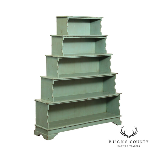 Farmhouse Style Distress Painted Graduated Open Bookcase