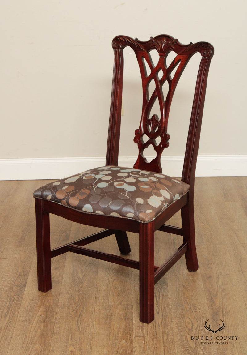 Thomasville Chippendale Style Set of Eight Carved Mahogany Dining Chairs