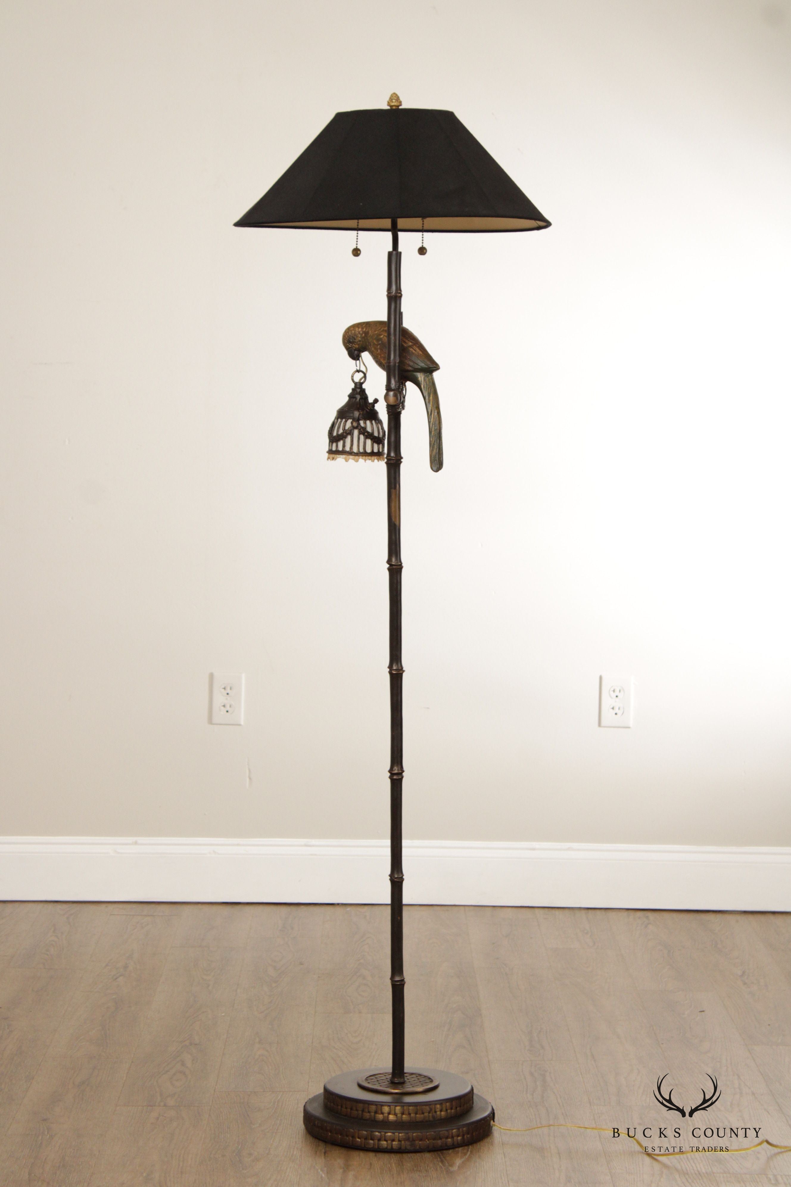 Frederick Cooper British Colonial Style Faux Bamboo Parrot Floor Lamp