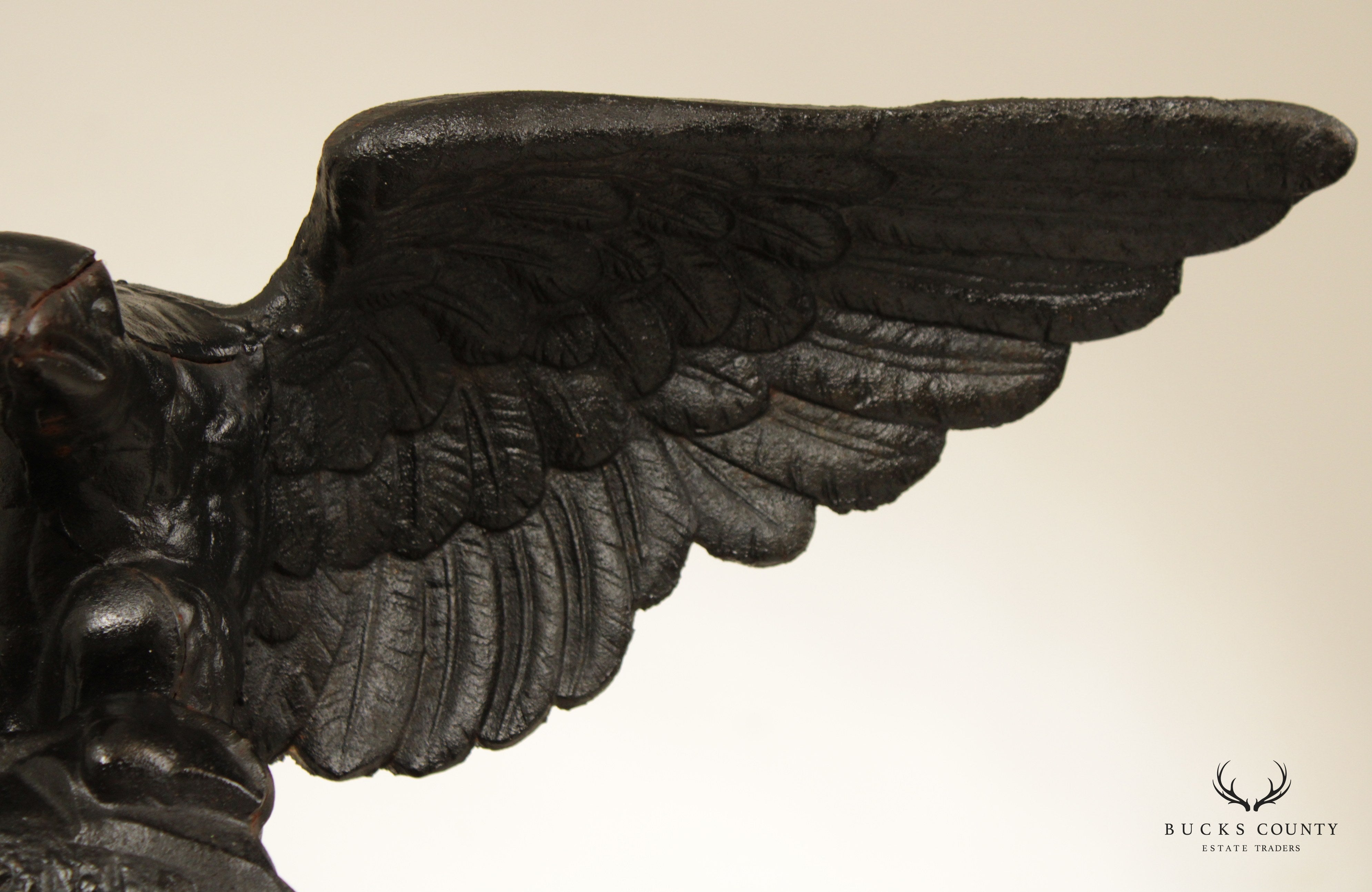 Vintage Cast Iron Eagle Sculpture on Wooden Base