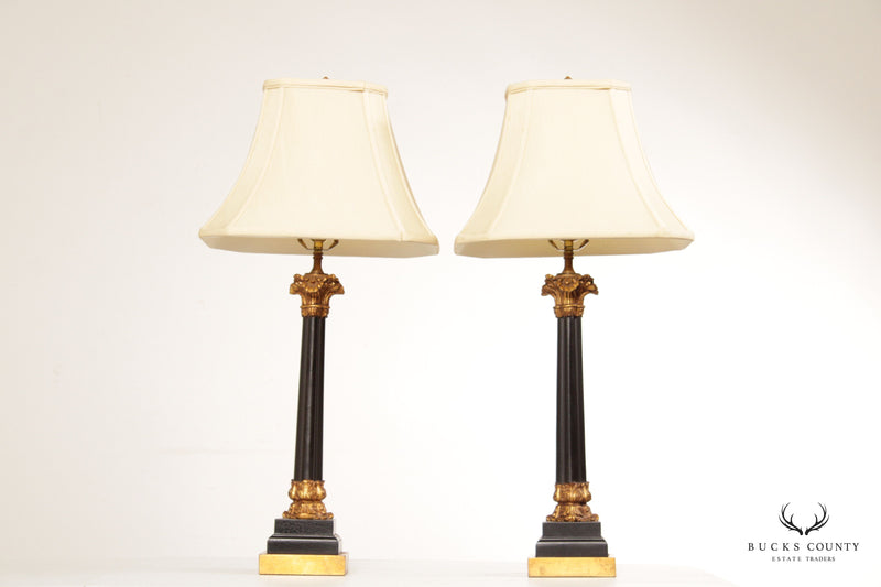 Lampcrafters Neoclassical Style Pair of Columnar Table Lamps