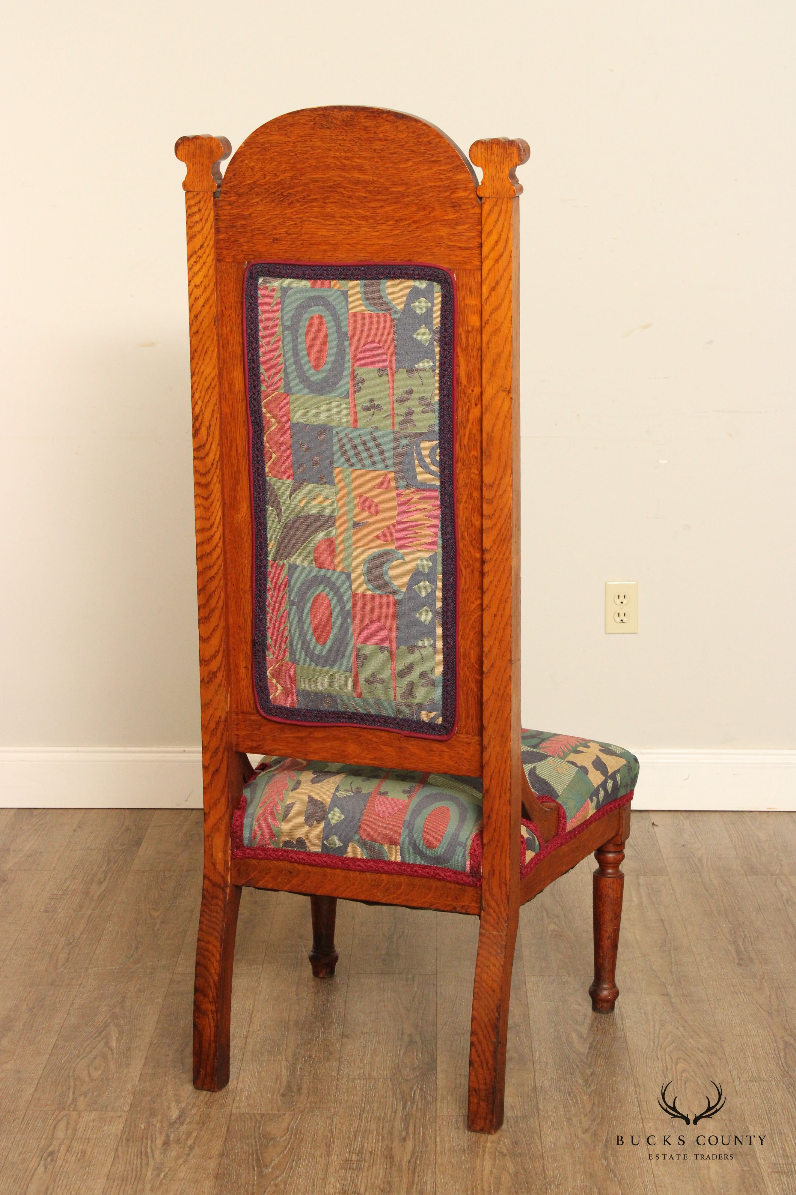 Antique Eastlake Carved Oak High-Back Chairs