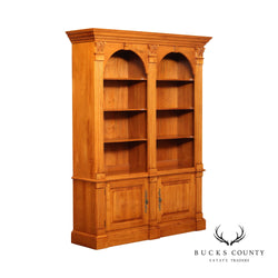 Ethan Allen 'Legacy' Carved Maple Arched Double Bookcase