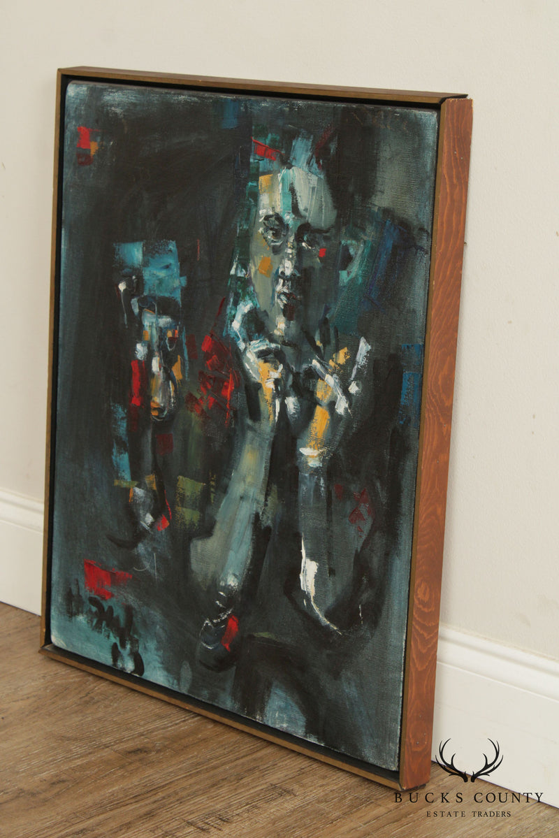 Vintage Abstract Expressionist Portait Original Painting