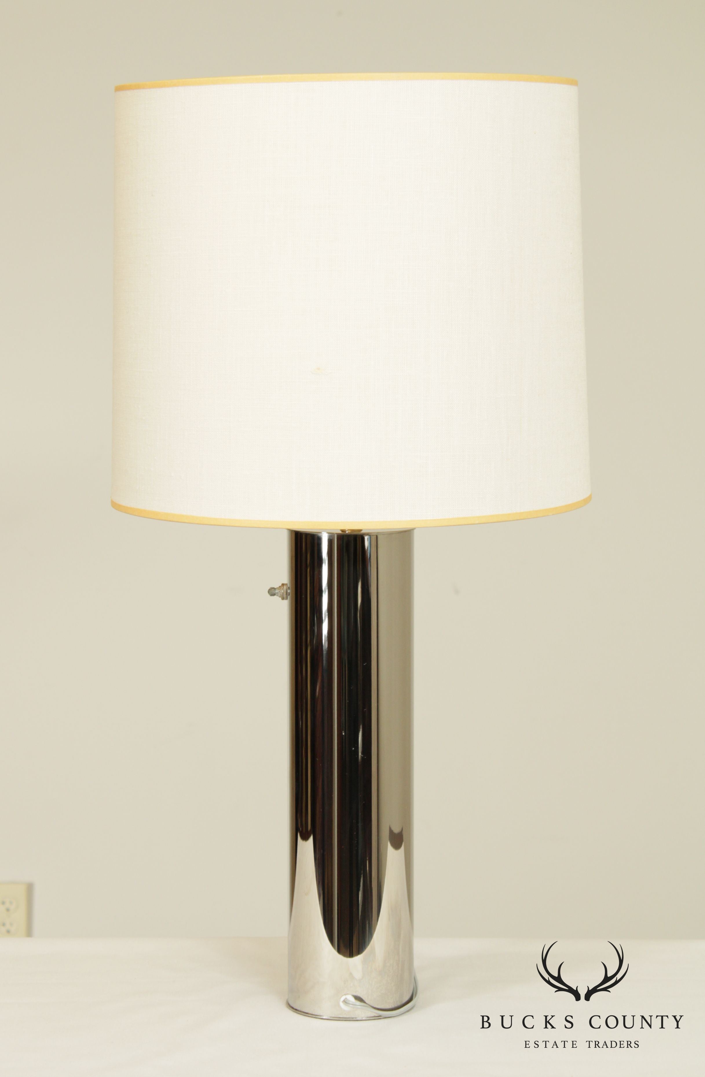 Mid Century Modern Chrome Cylinder Table Lamp