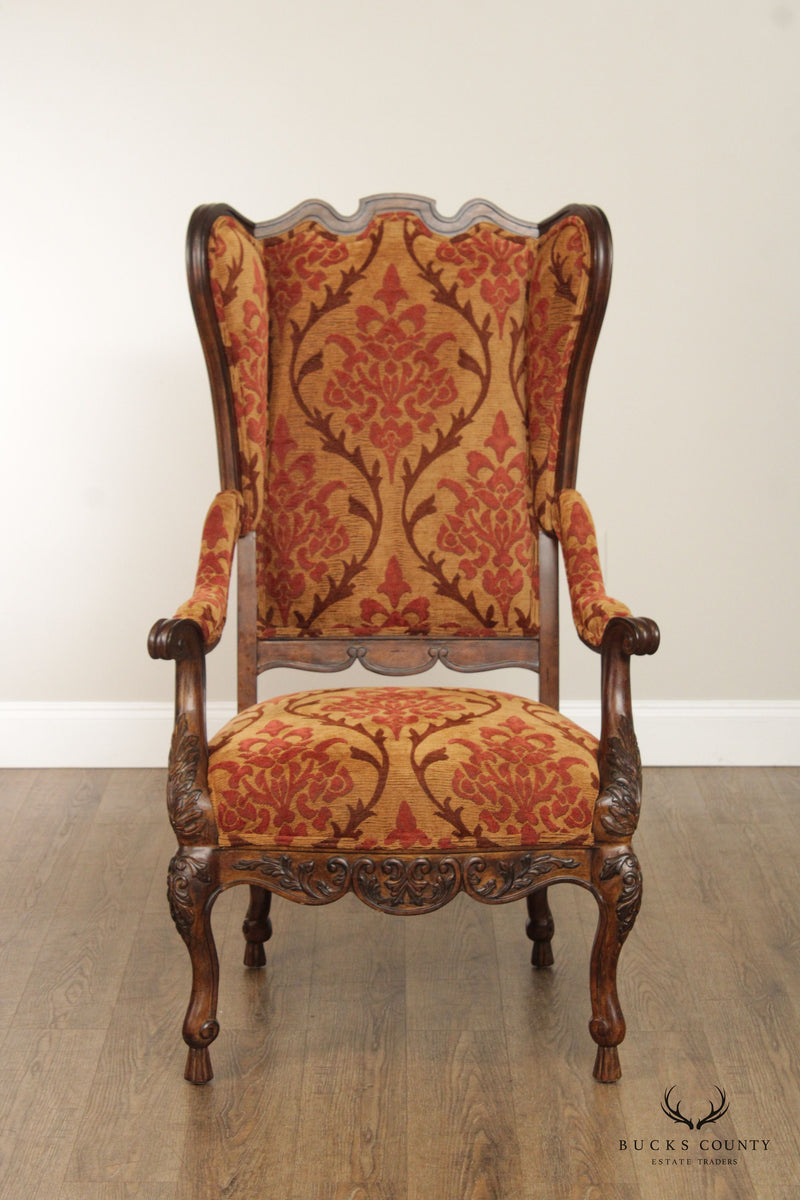 Century French Louis XV Provincial Style Wing Back Armchair