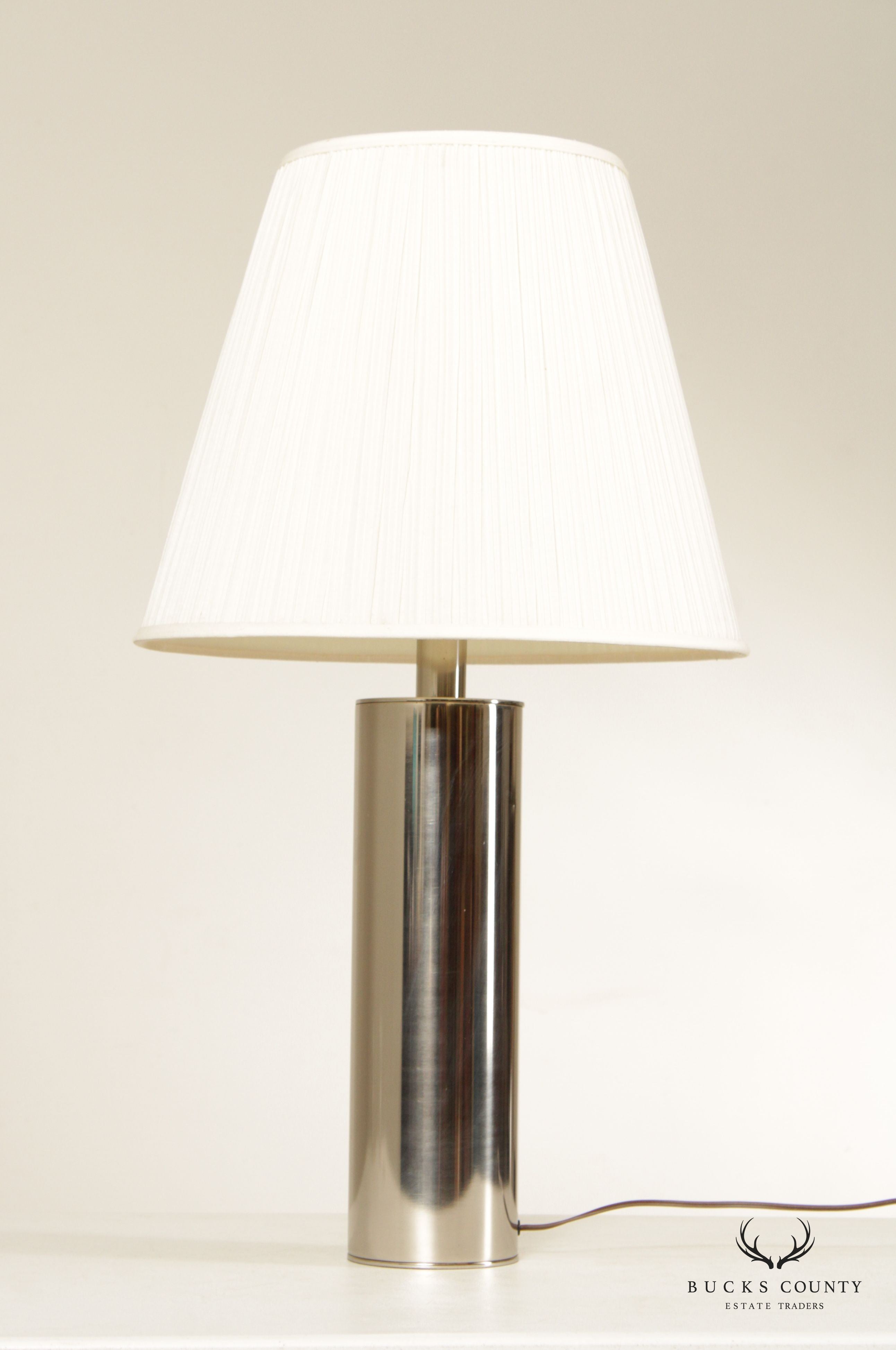 Mid Century Modern Chrome Cylinder Table Lamp