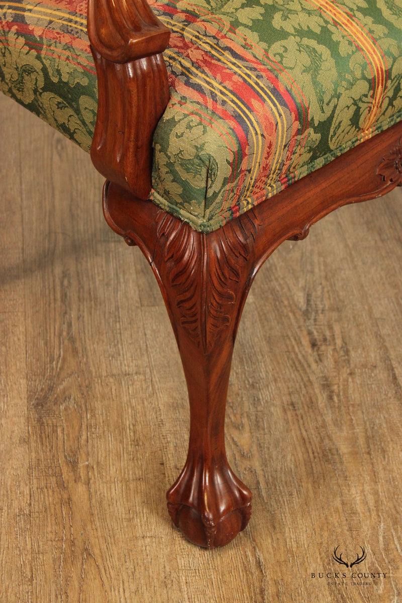 Chippendale Style Carved Mahogany Settee