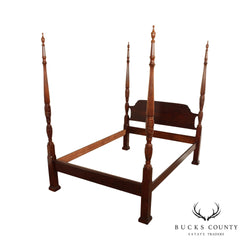Queen Size Rice-Carved Cherry Poster Bed Frame