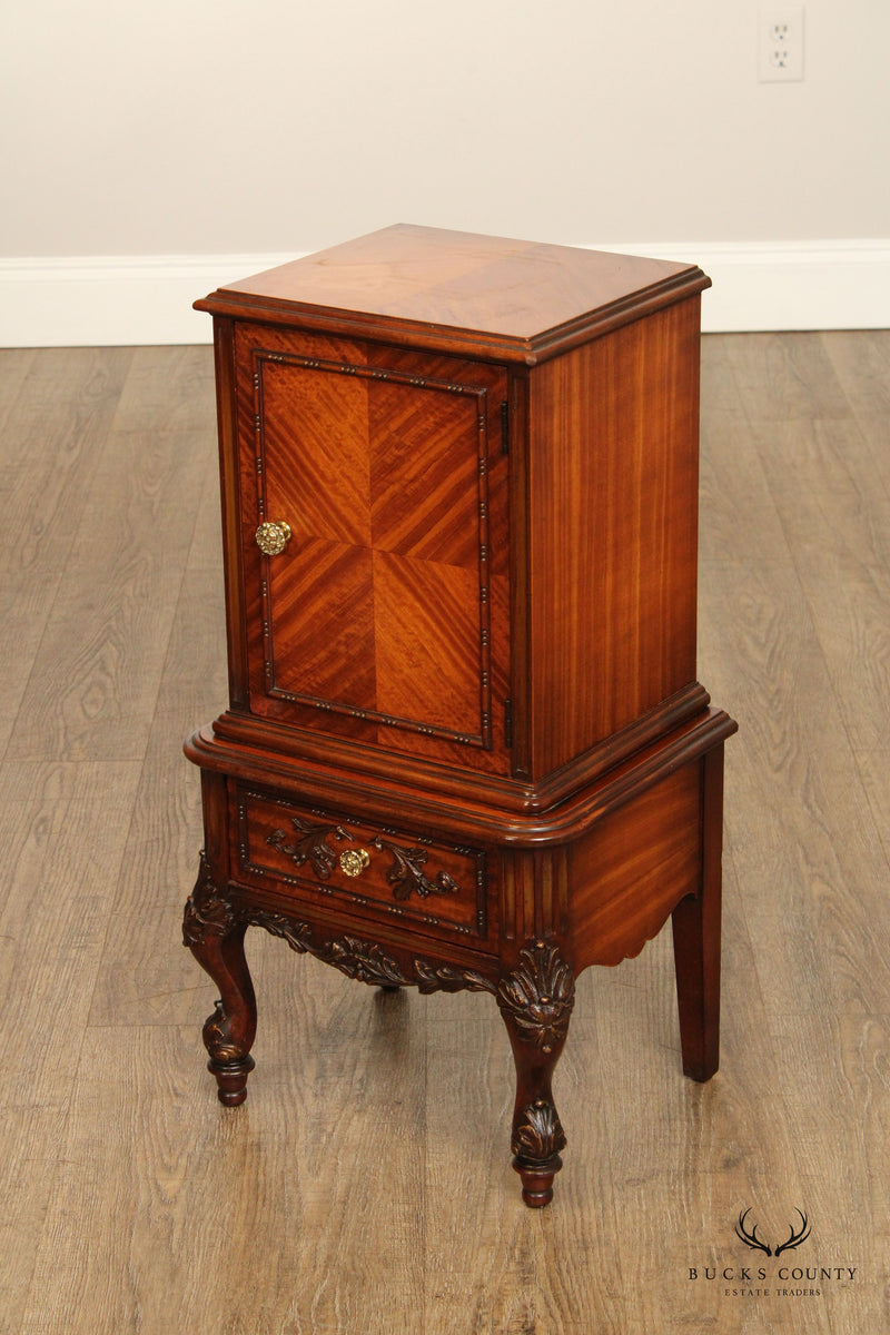 1930's French Style Carved Nightstand Side Cabinet