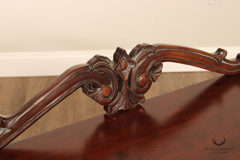 Italian Rococo Style Carved Mahogany Demilune Console Table