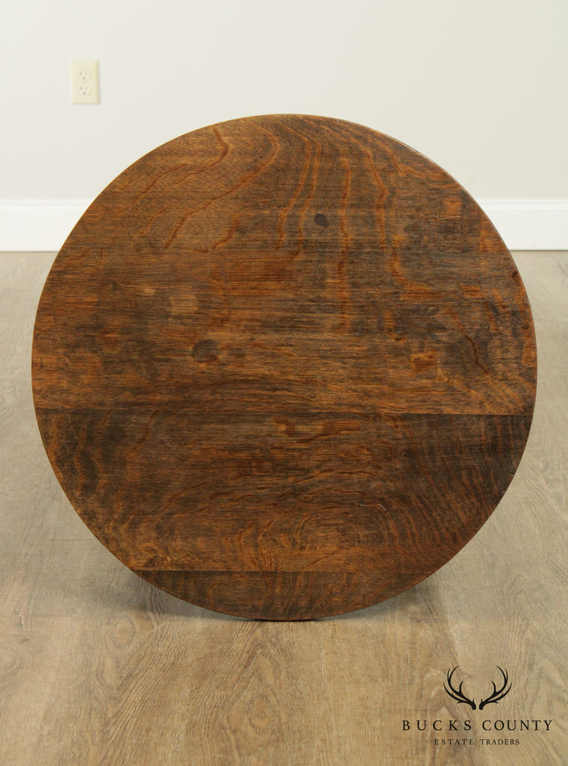 Stickley Brothers Antique 24 inch Round Oak Lamp Table