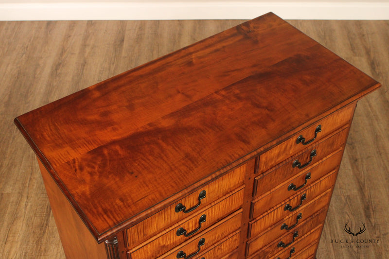 Gregg Perry Tiger Chippendale Style Maple Tall Chest