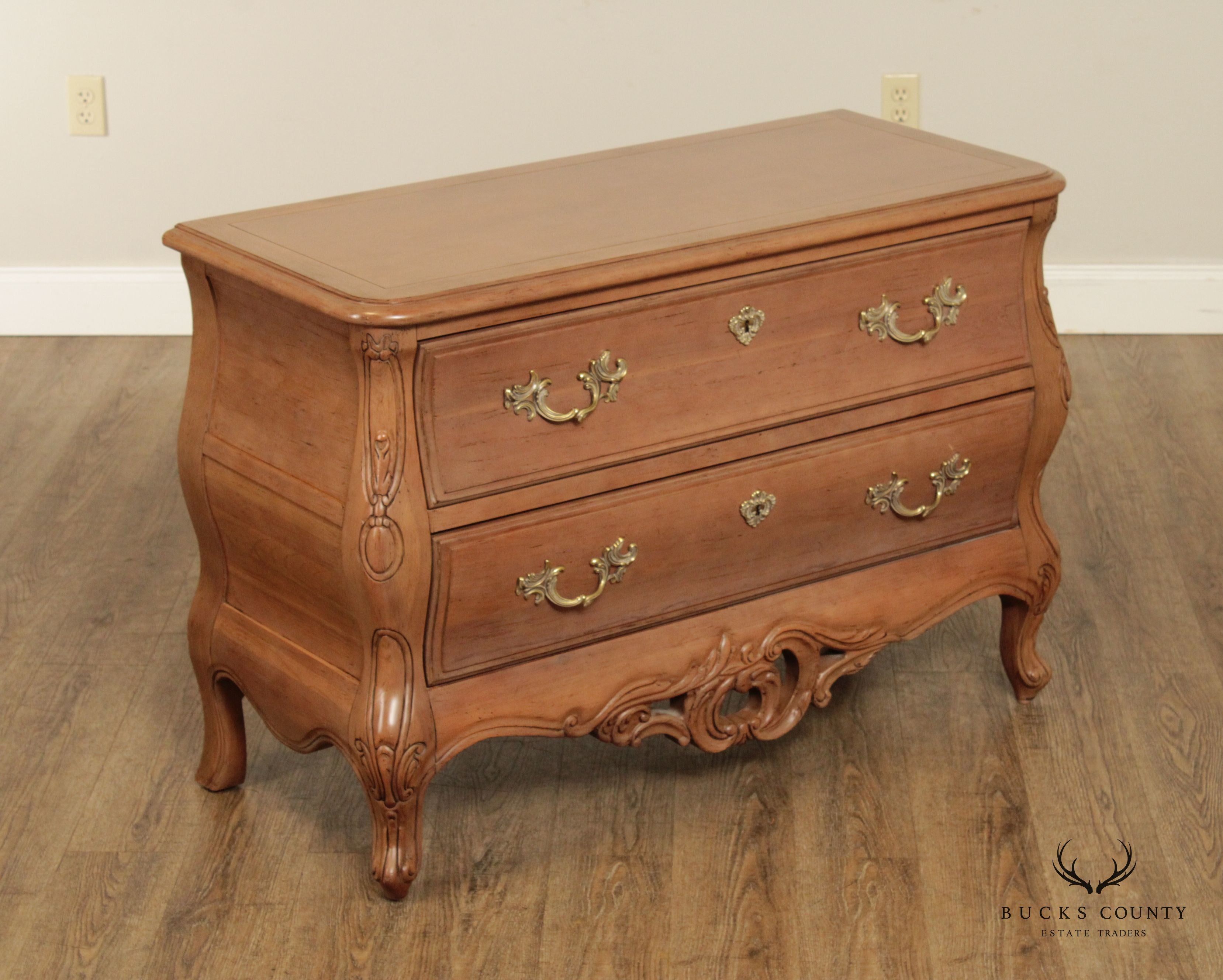 Century Furniture French Louis XV Style Bombe Two Drawer Chest