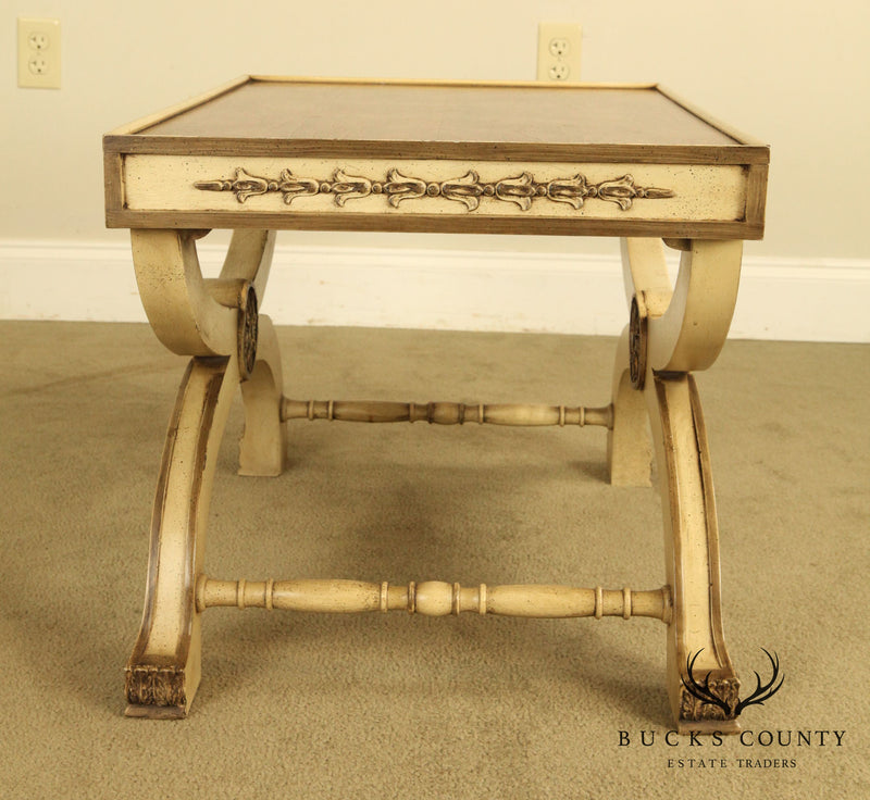 Regency Style Painted x Base Low Side Table by Heritage