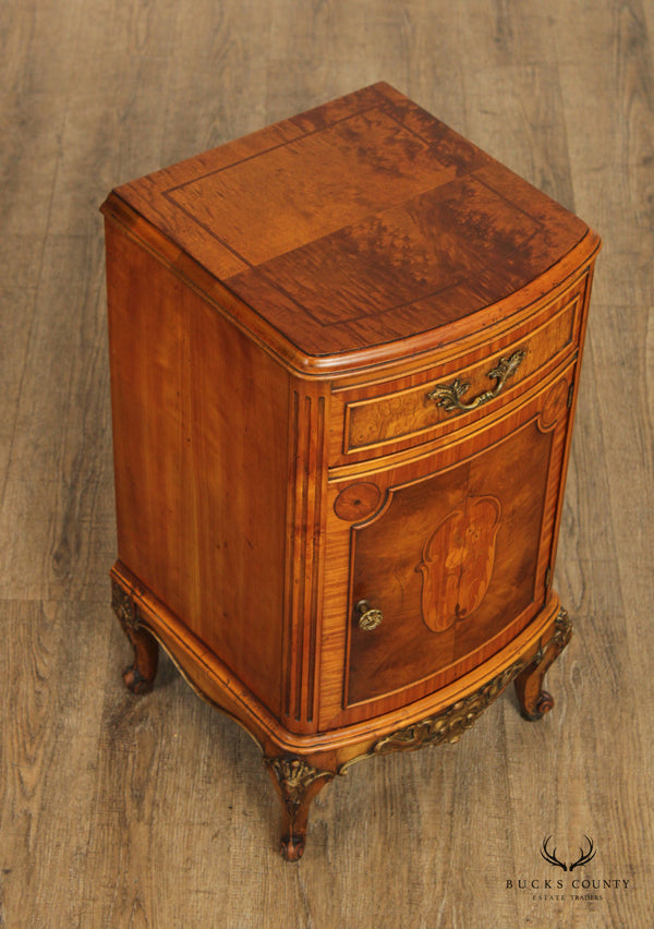 French Louis XV Style Marquetry Inlay Cabinet Nightstand